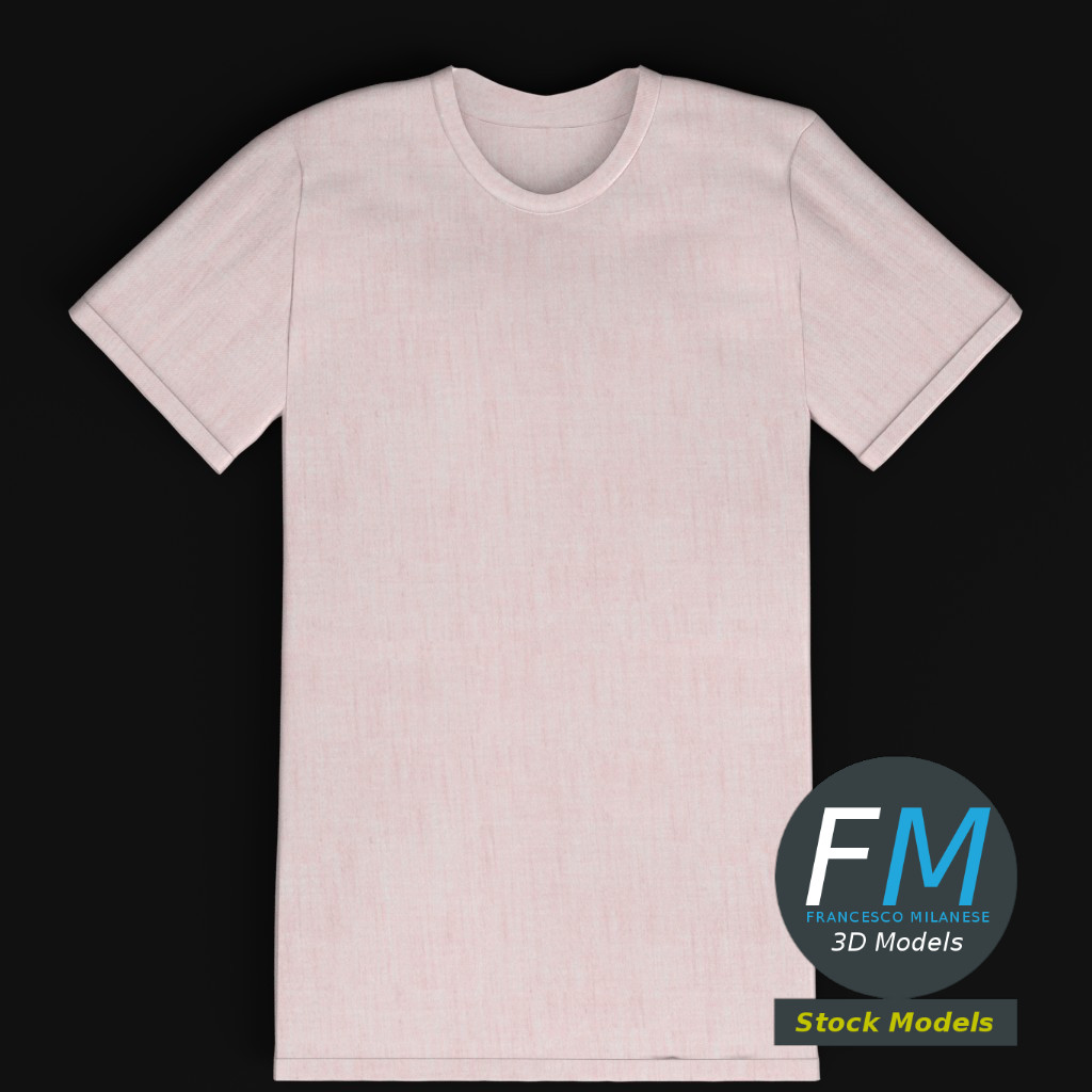 3D-Modell - Einfarbiges T-Shirt - 06