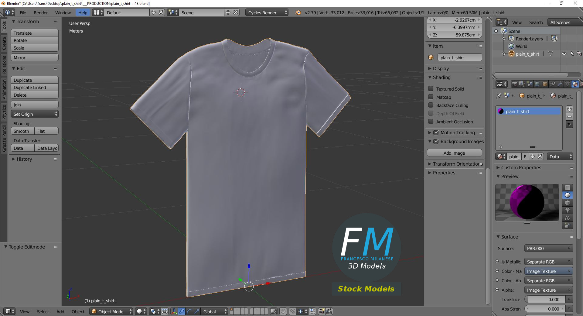 3D-Modell - Einfarbiges T-Shirt - 09
