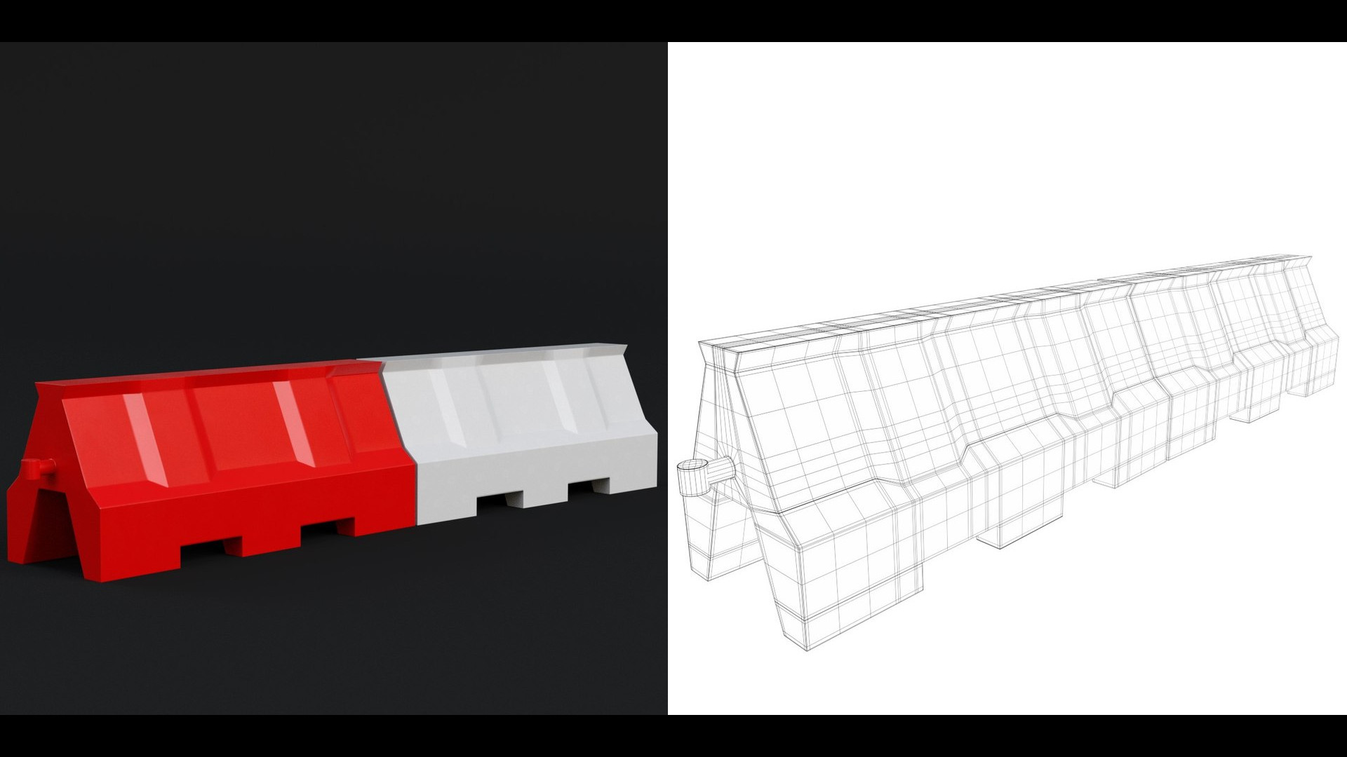 3D-Modell - Straßenbarrieren aus Kunststoff
