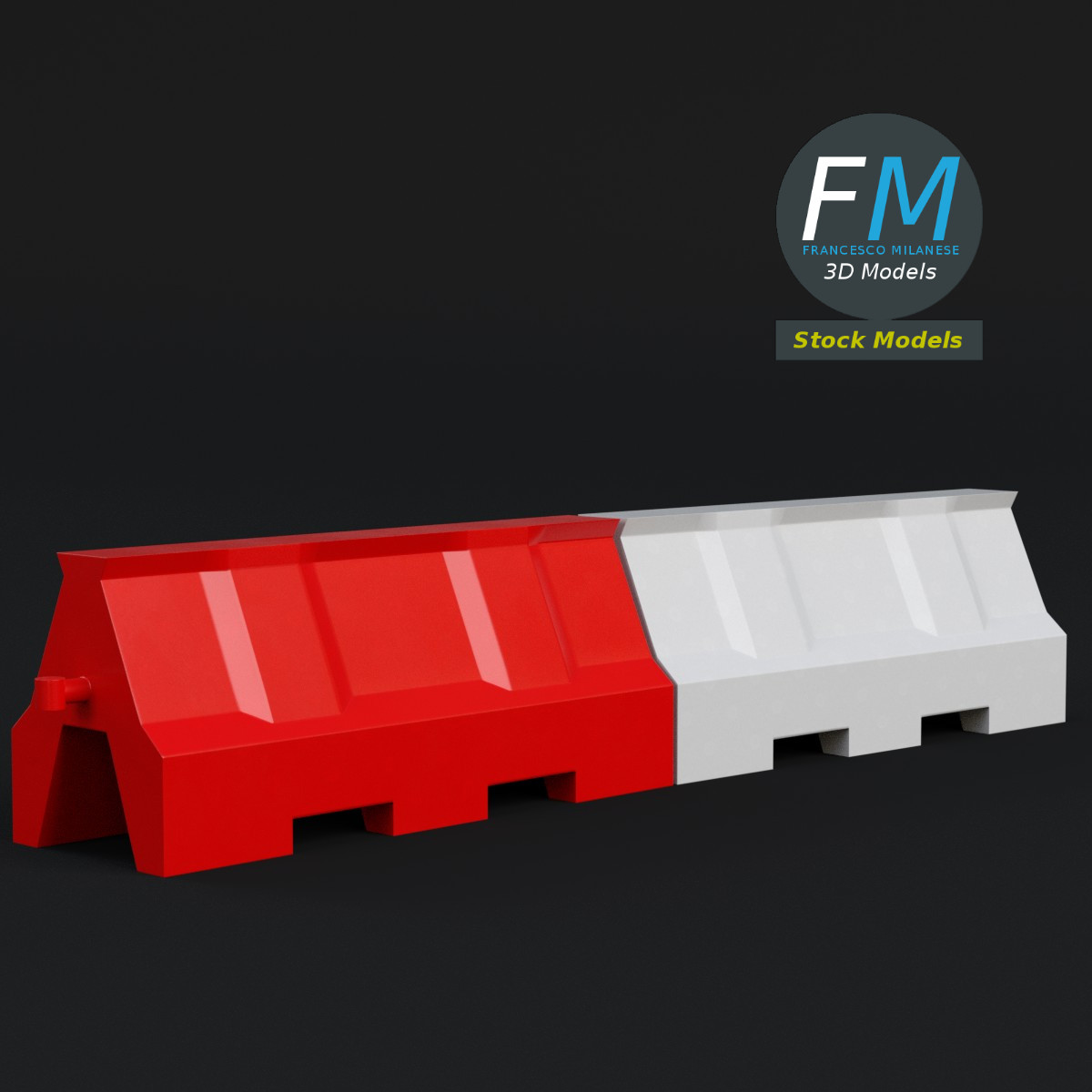 3D-Modell - Straßenbarrieren aus Kunststoff - 01