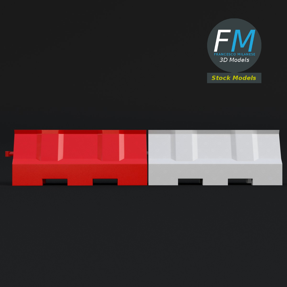 3D-Modell - Straßenbarrieren aus Kunststoff - 03
