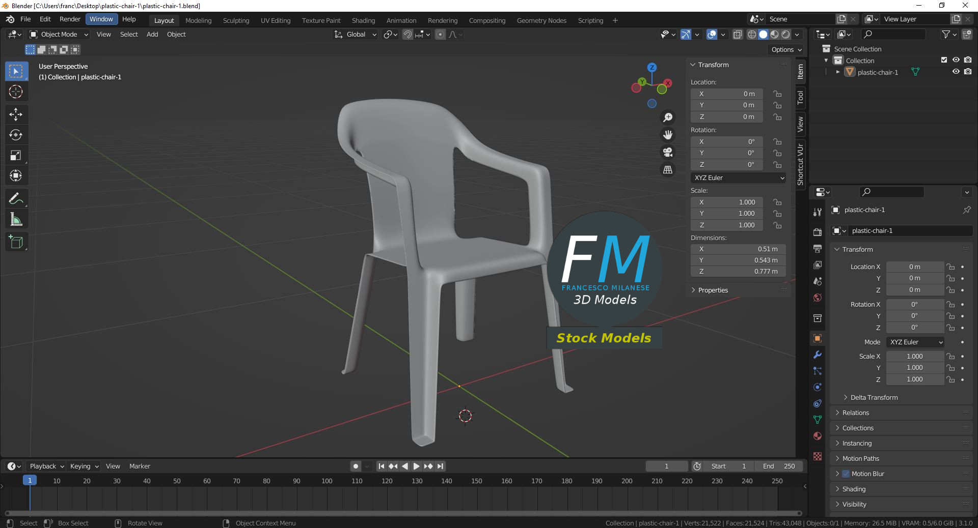 3D-Modell - Kunststoffstuhl - 09