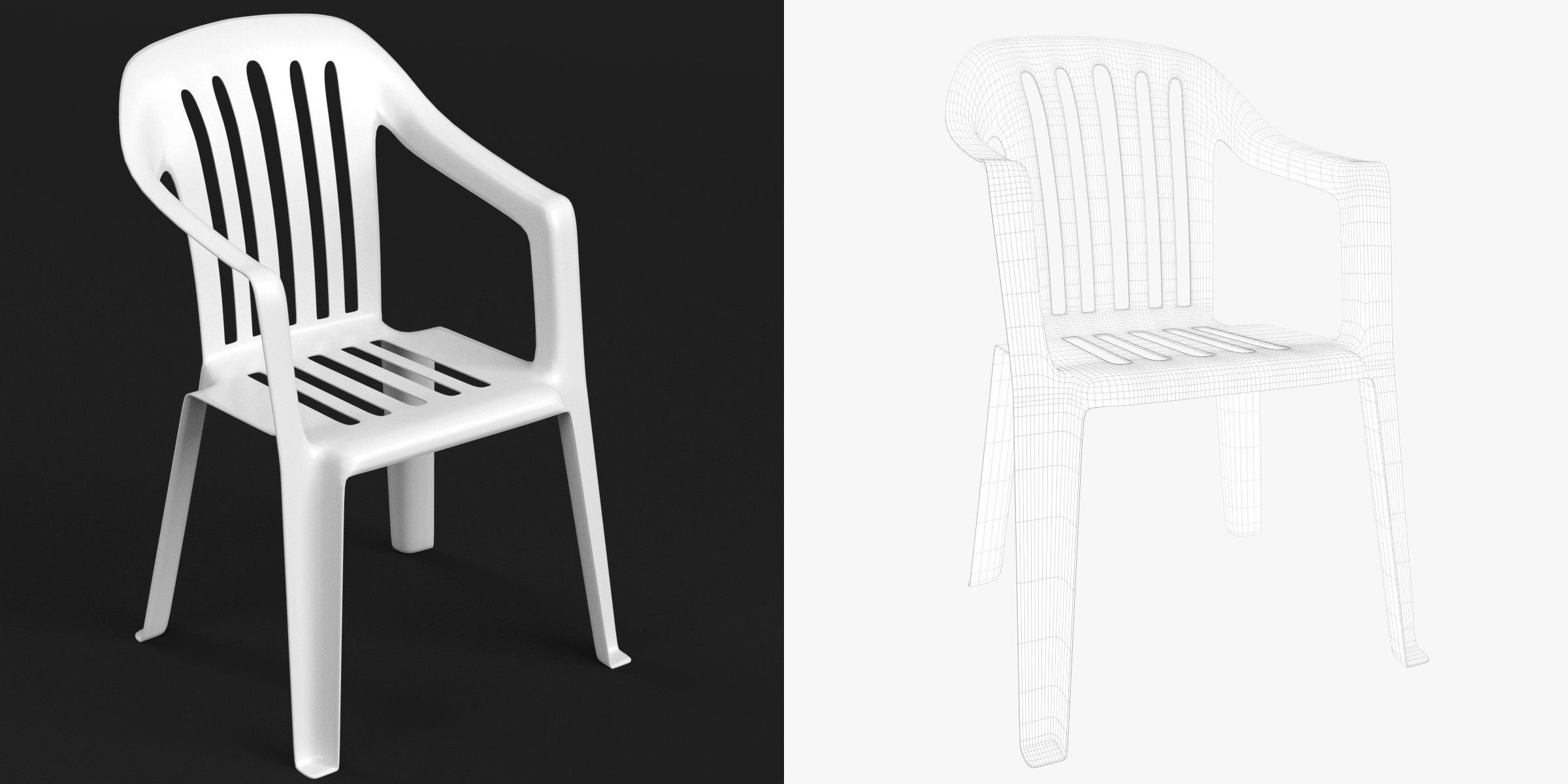3D-Modell - Geschlitzter Kunststoffstuhl
