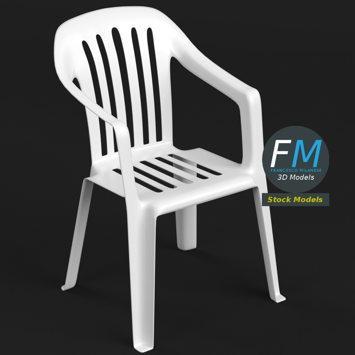 3D-Modell - Geschlitzter Kunststoffstuhl - 01