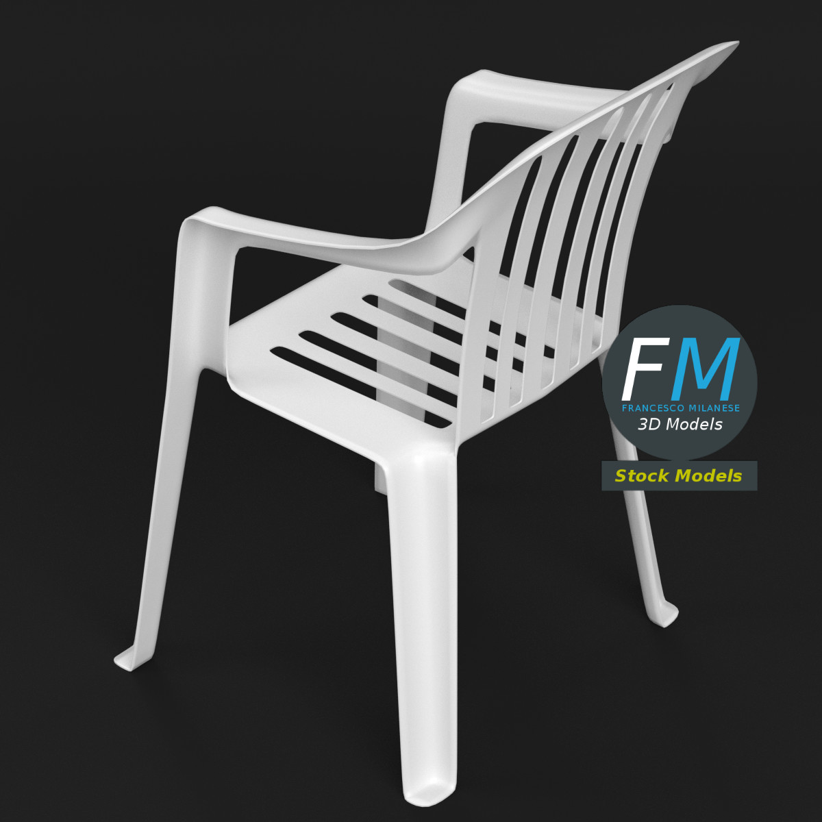 3D-Modell - Geschlitzter Kunststoffstuhl - 02