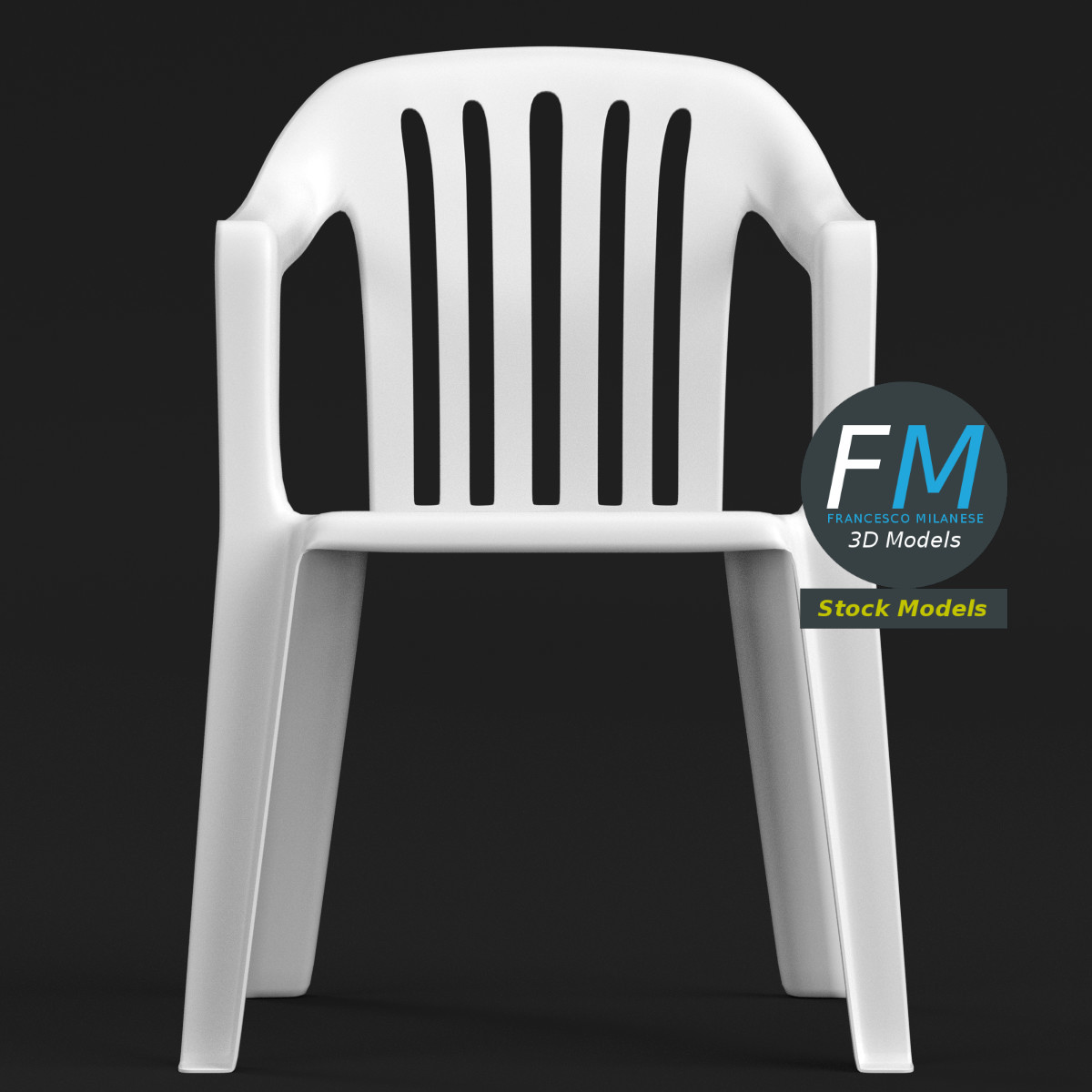 3D-Modell - Geschlitzter Kunststoffstuhl - 03