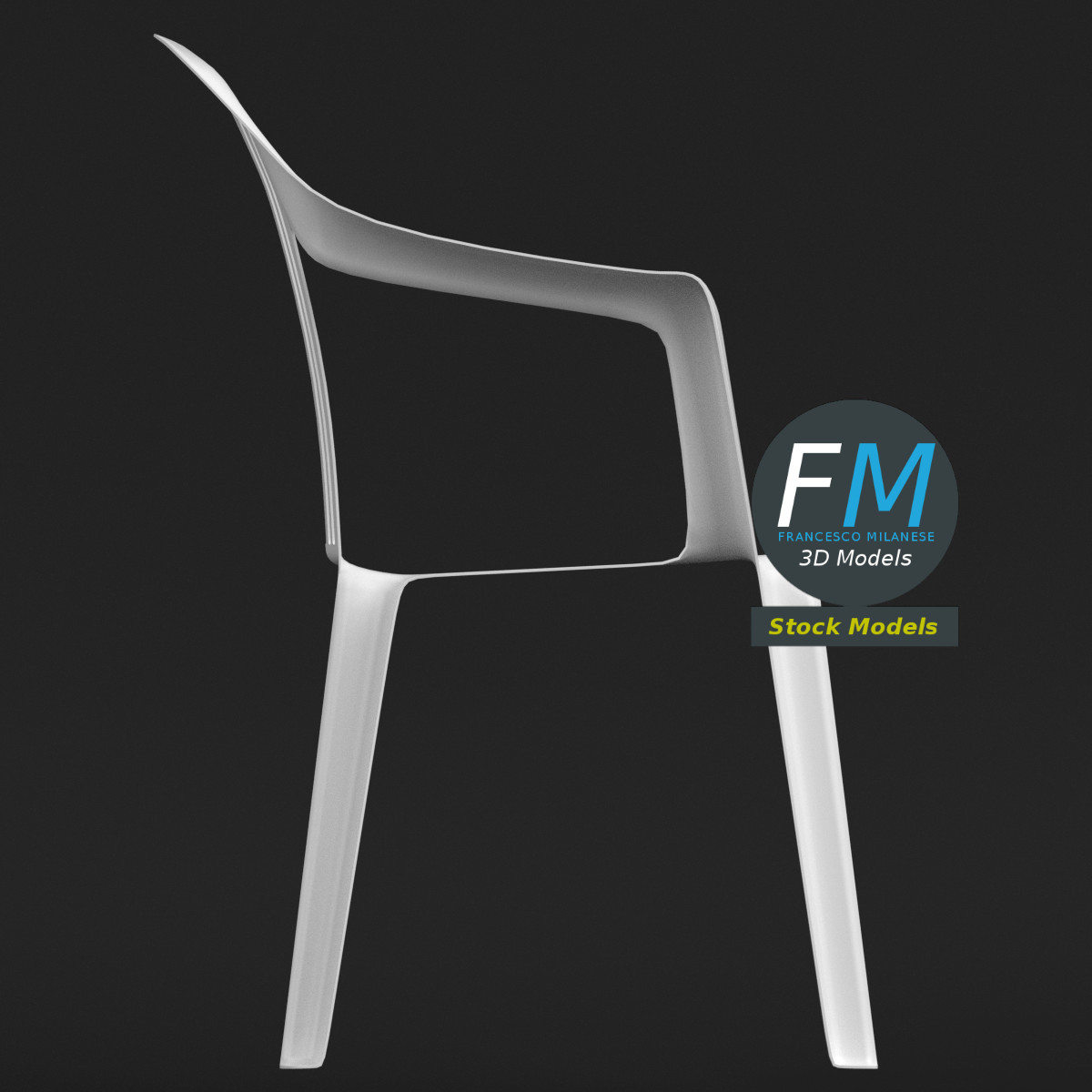 3D-Modell - Geschlitzter Kunststoffstuhl - 04