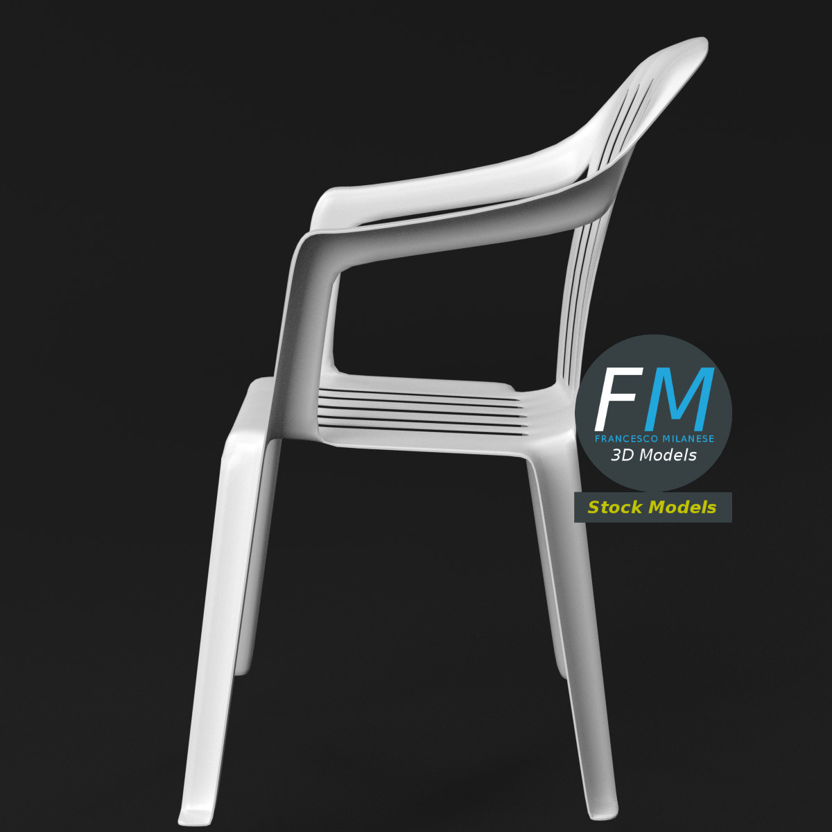 3D-Modell - Geschlitzter Kunststoffstuhl - 05