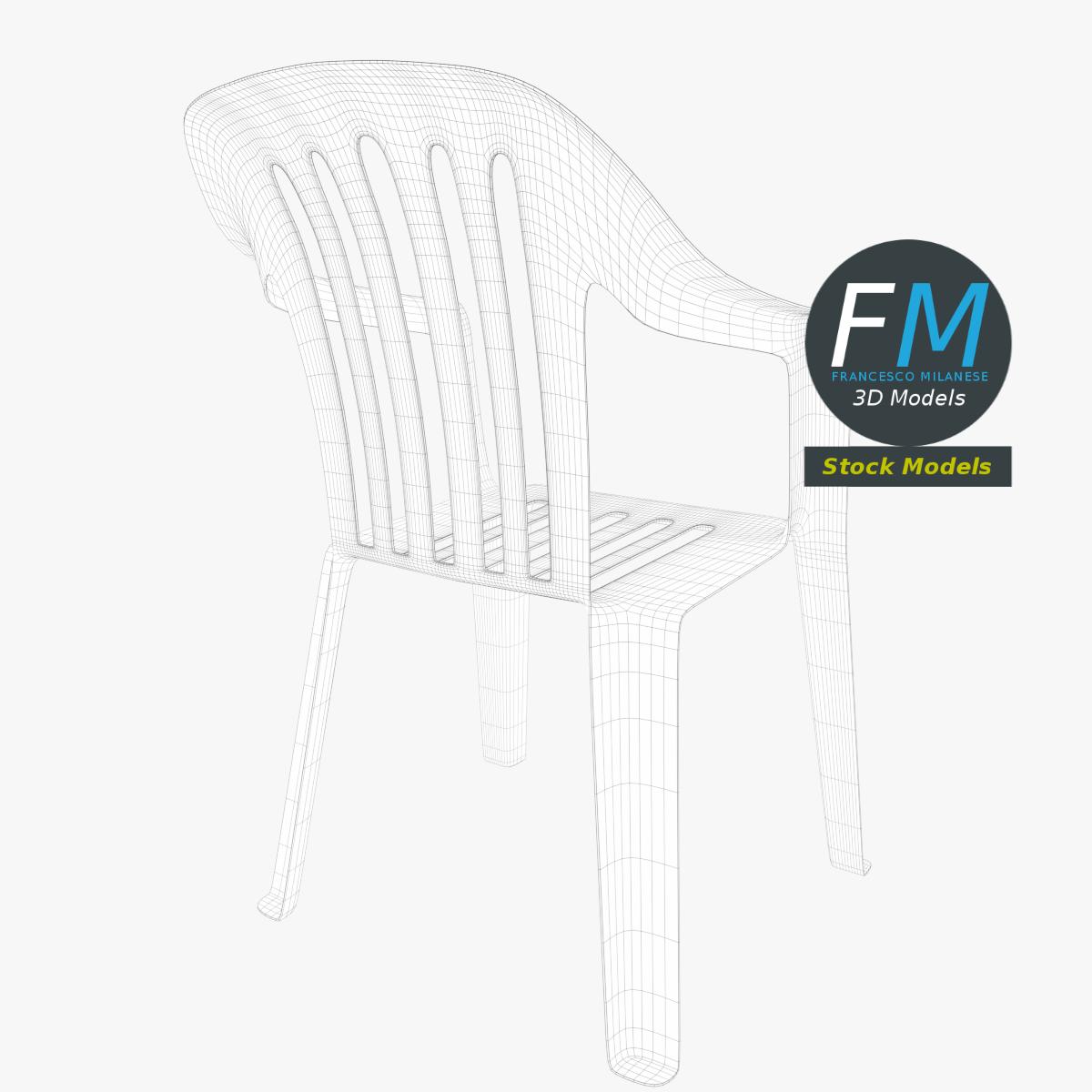 3D-Modell - Geschlitzter Kunststoffstuhl - 08