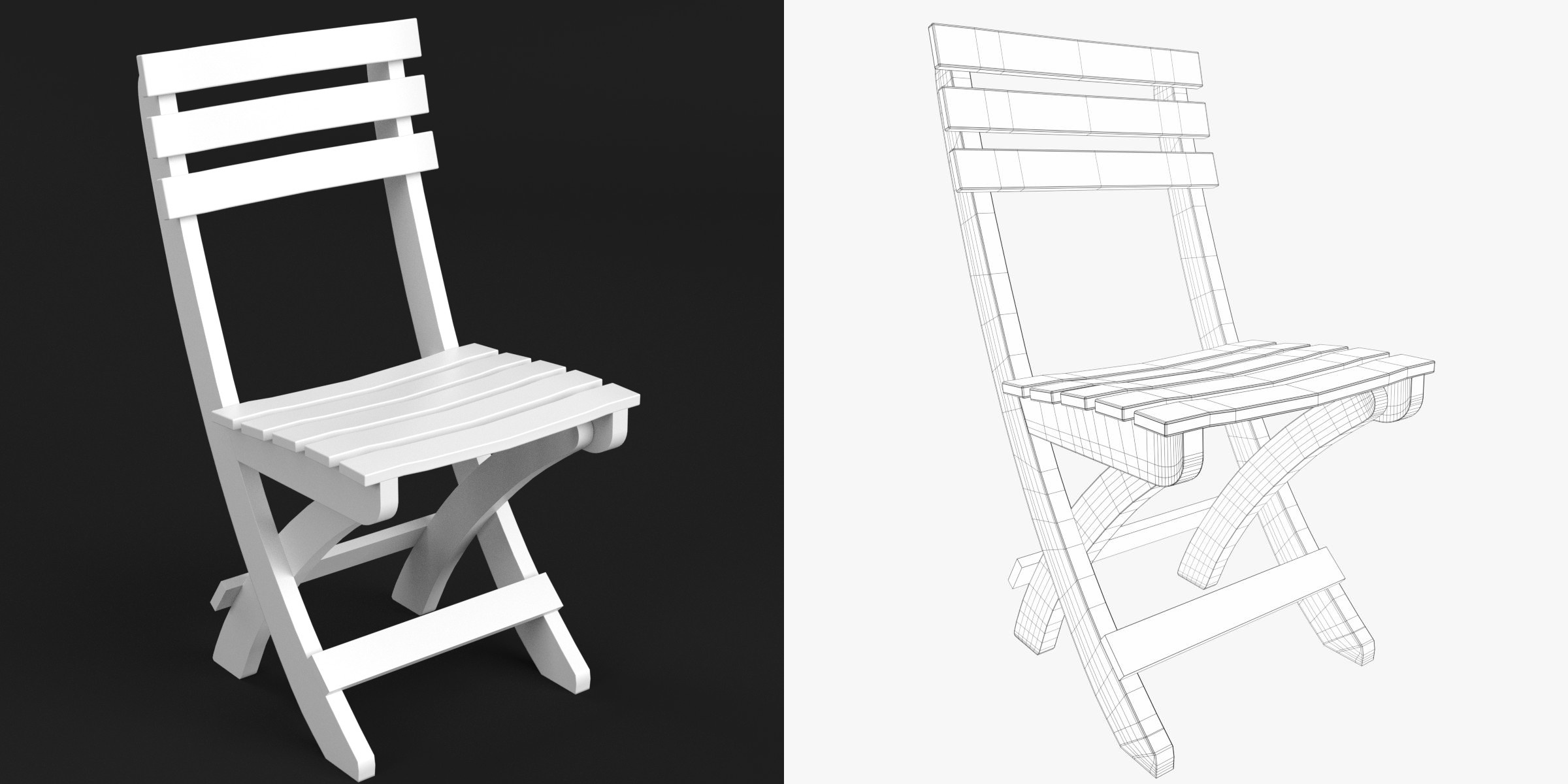 3D-Modell - Klappbarer Kunststoffstuhl mit Latten