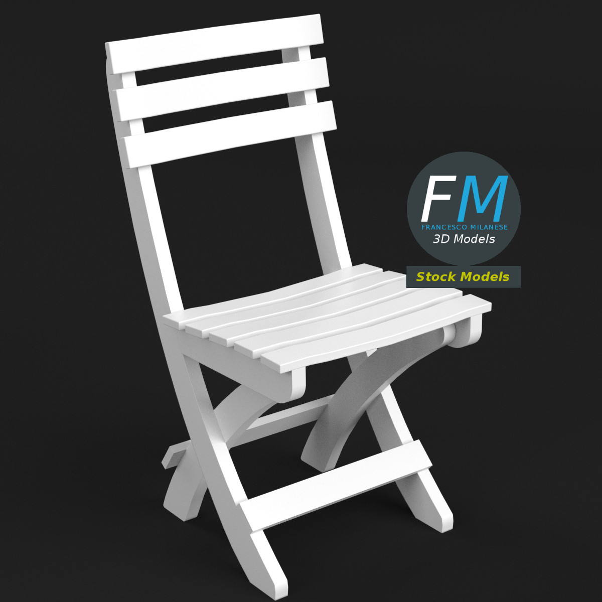 3D-Modell - Klappbarer Kunststoffstuhl mit Latten - 01