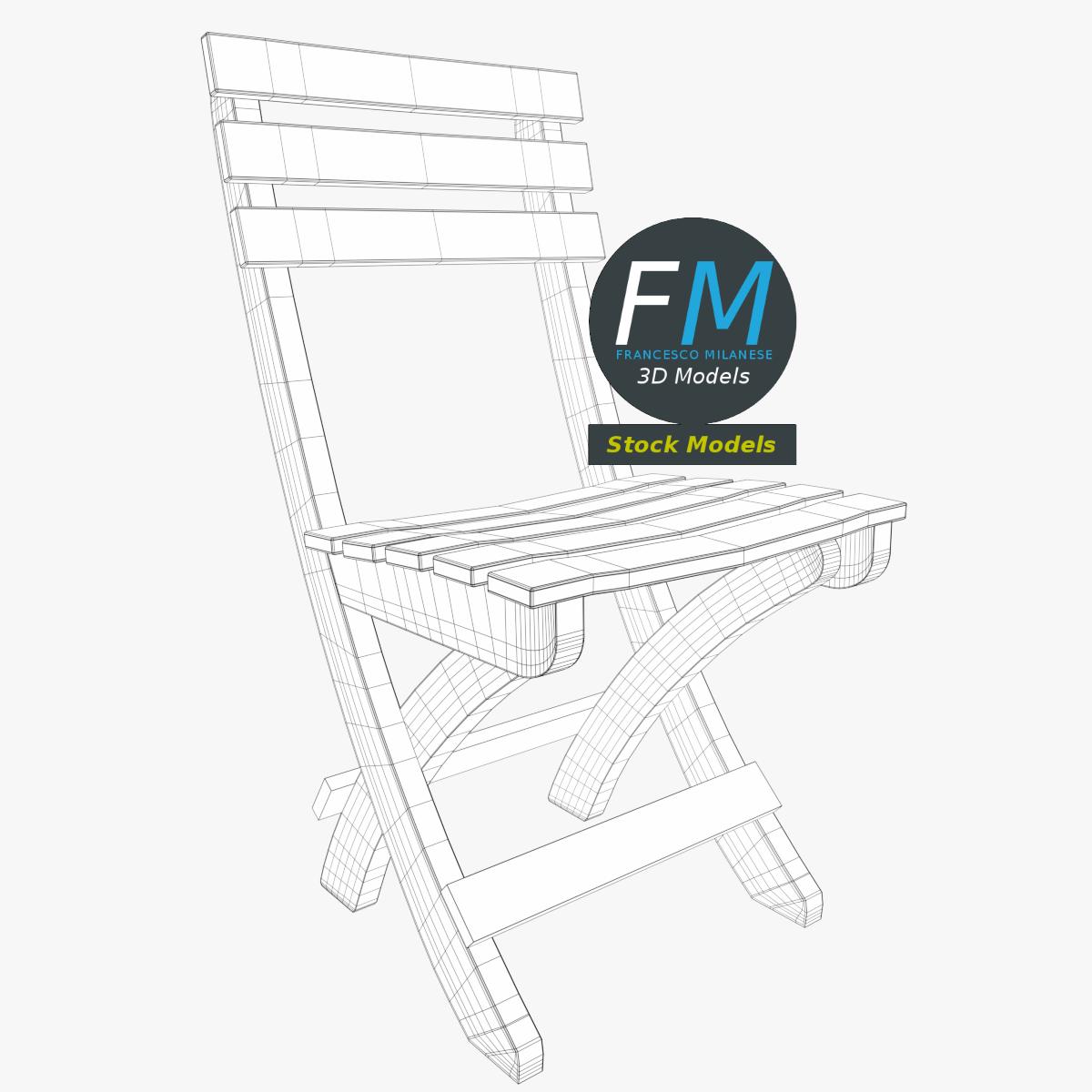 3D-Modell - Klappbarer Kunststoffstuhl mit Latten - 07
