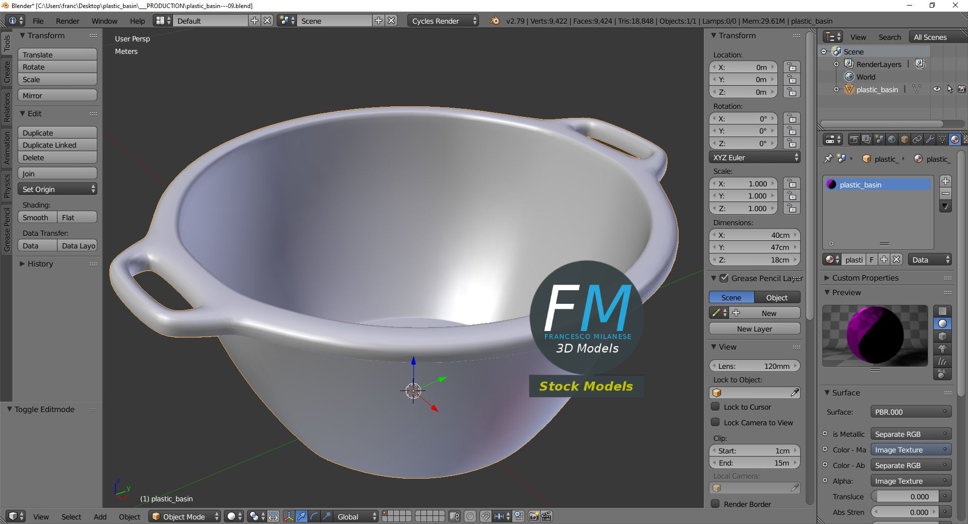 3D-Modell - Kunststoffschüssel mit Griffen - 09