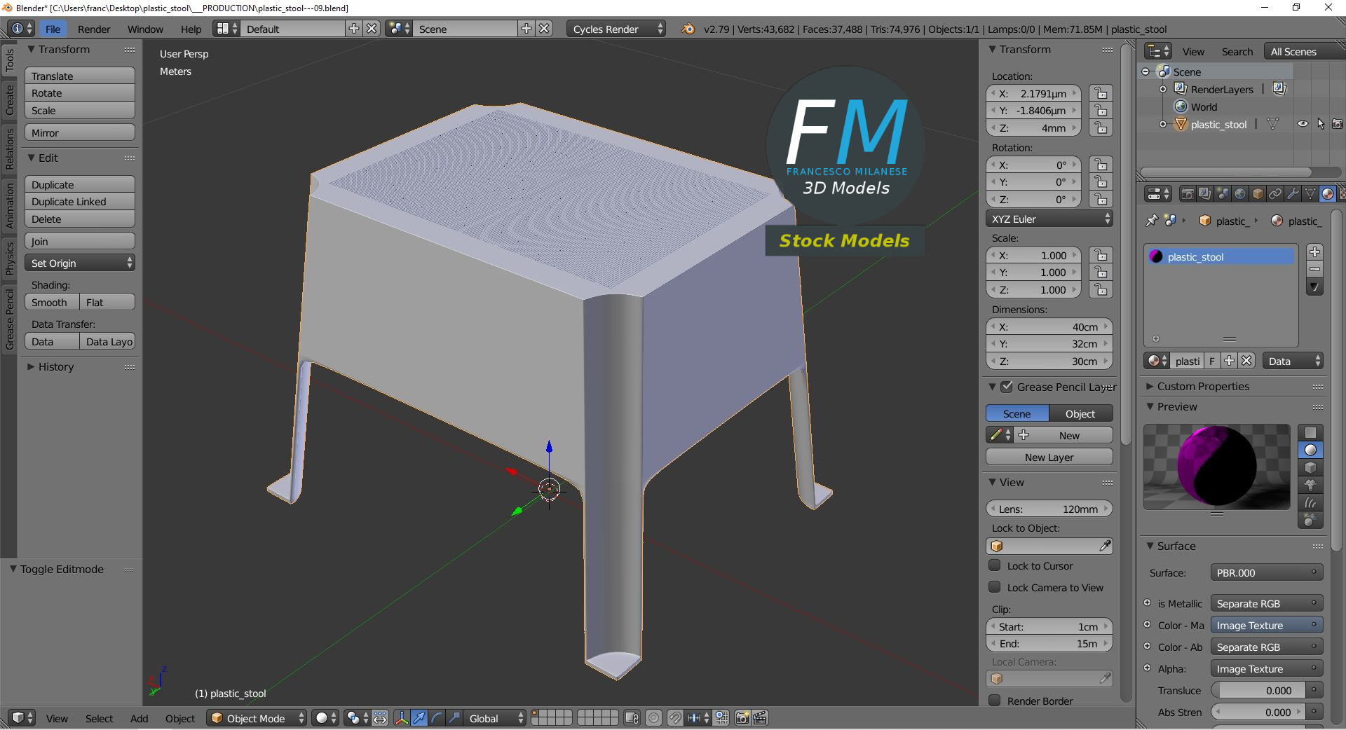 3D-Modell - Kunststoffhocker - 09