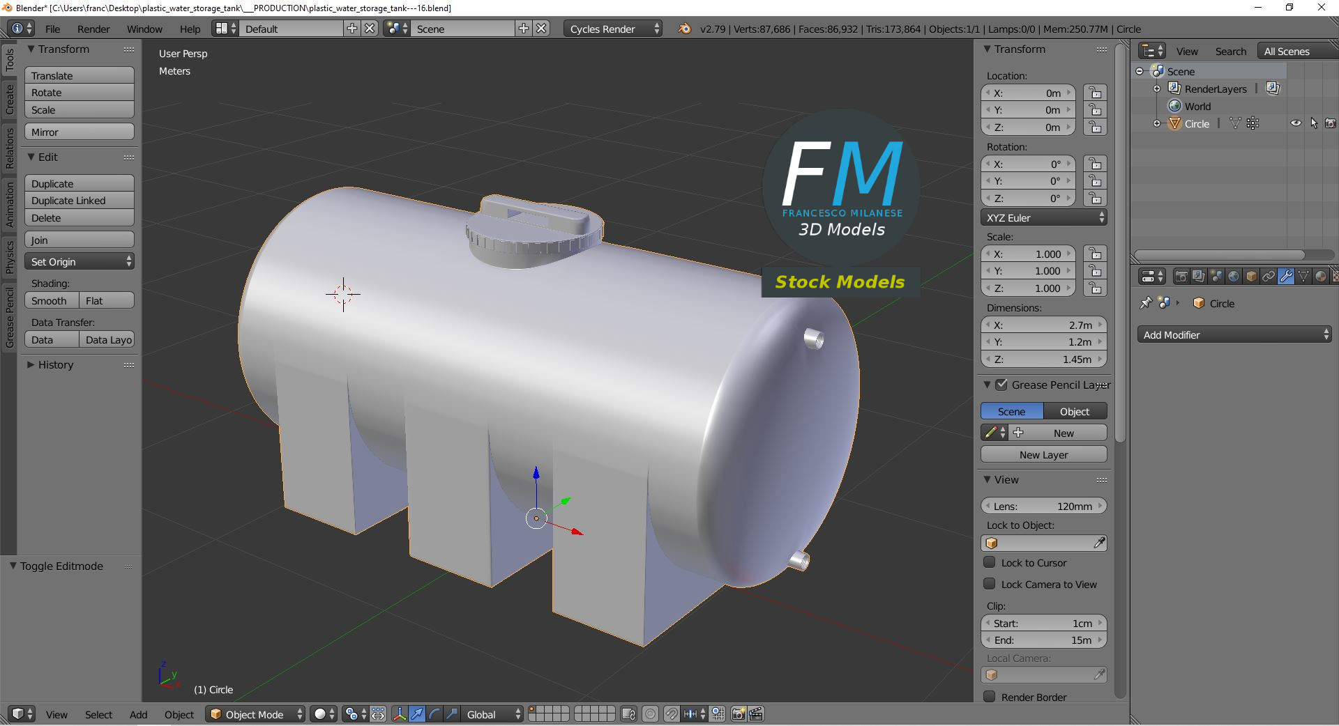 3D-Modell - Kunststoff-Wasserspeichertank - 09