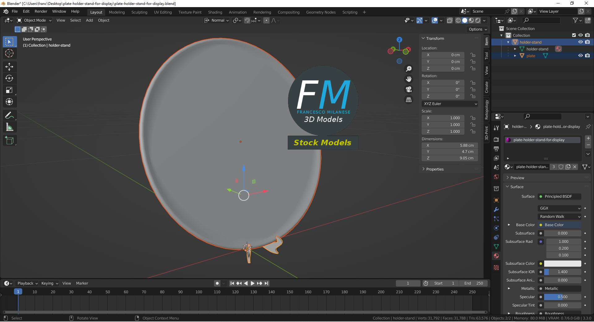 3D-Modell - Dekoteller mit Aufsteller - 09