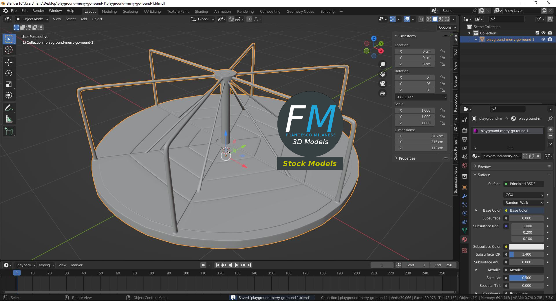3D-Modell - Spielplatzkarussell - 09