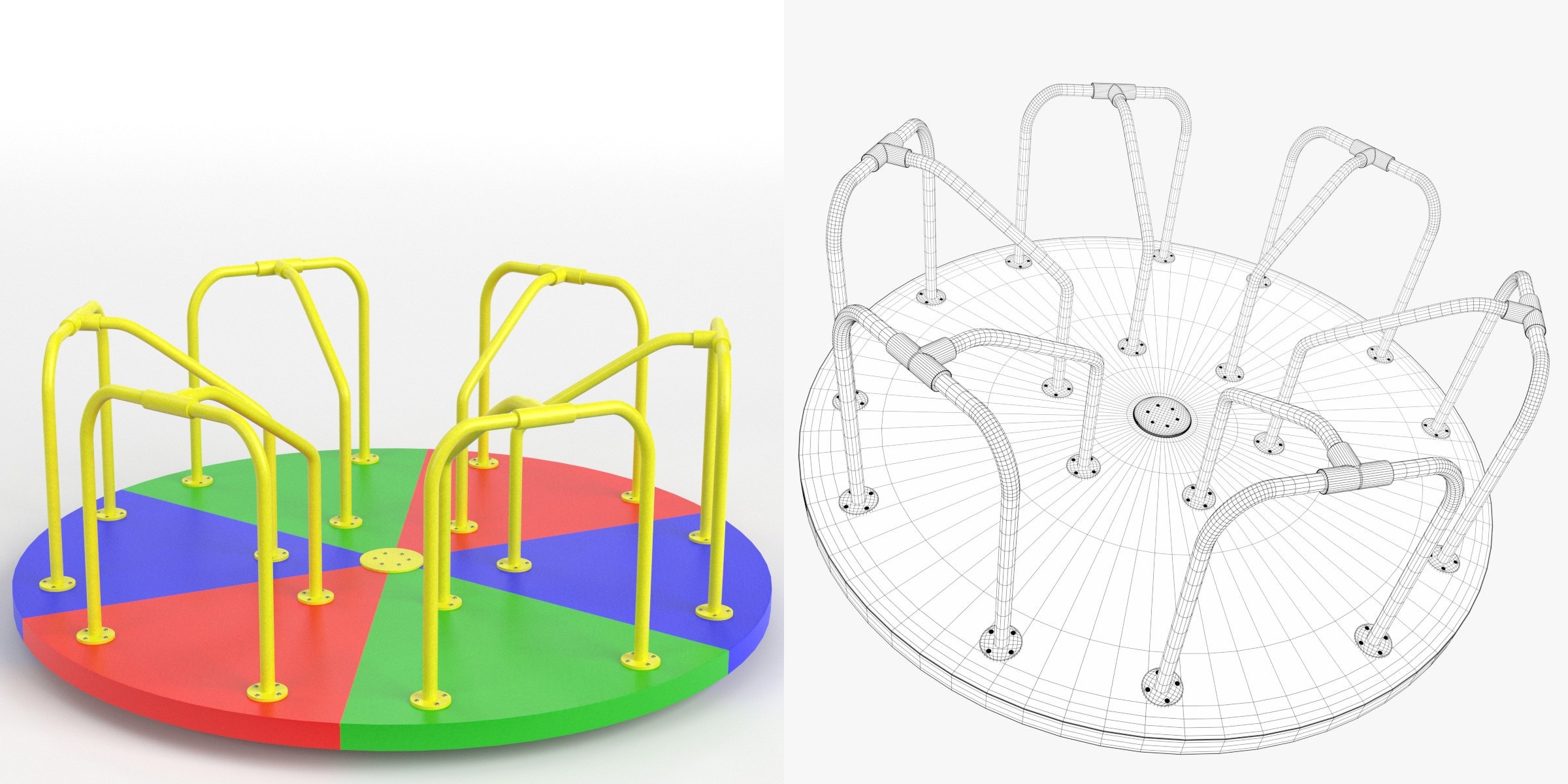 3D-Modell - Spielplatzkarussell mit Handläufen