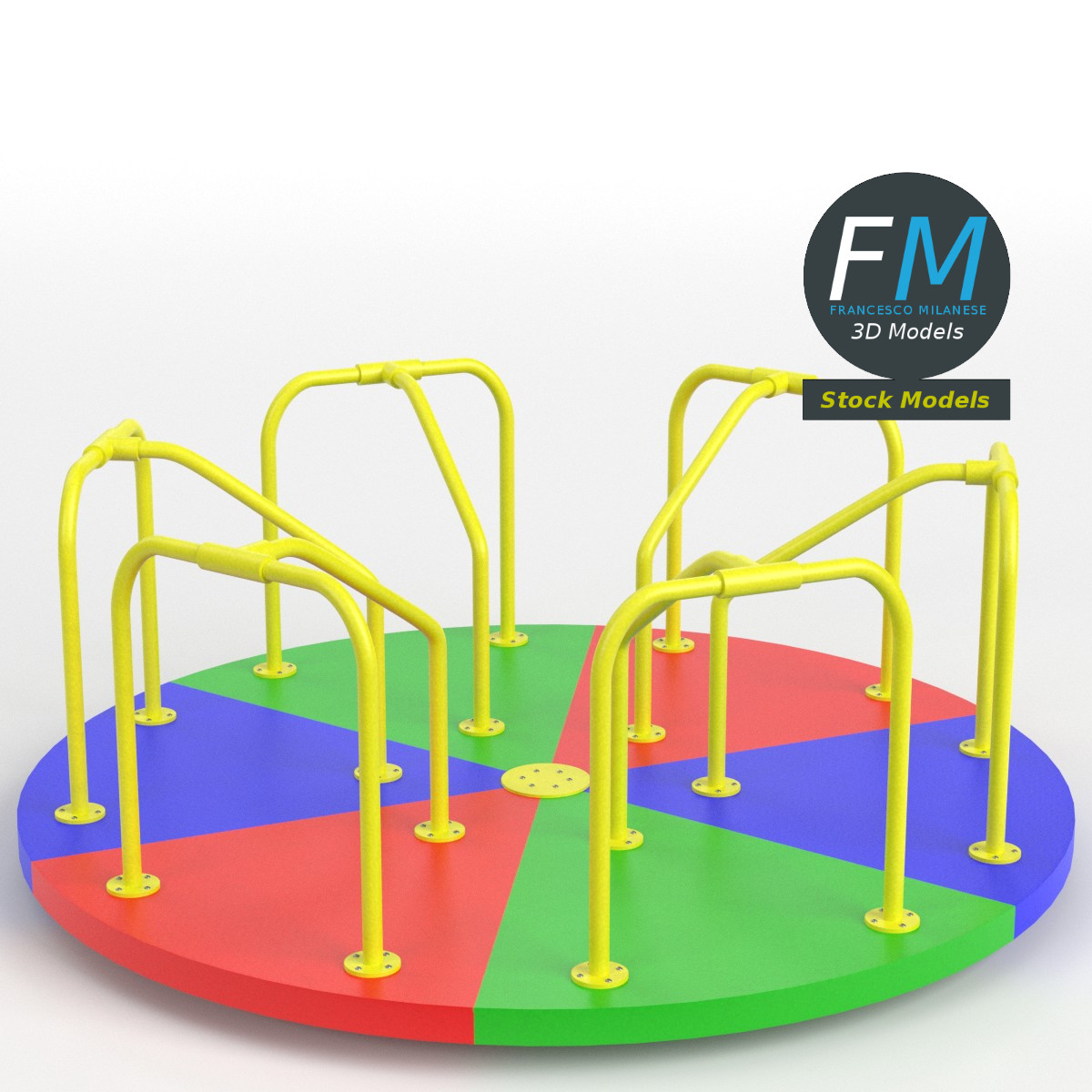 3D-Modell - Spielplatzkarussell mit Handläufen - 01