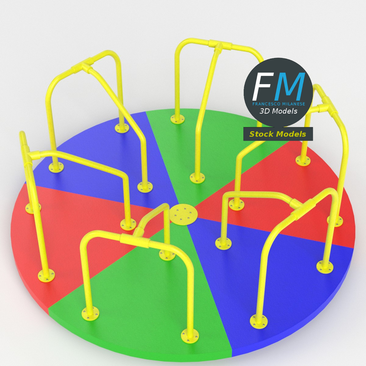 3D-Modell - Spielplatzkarussell mit Handläufen - 02