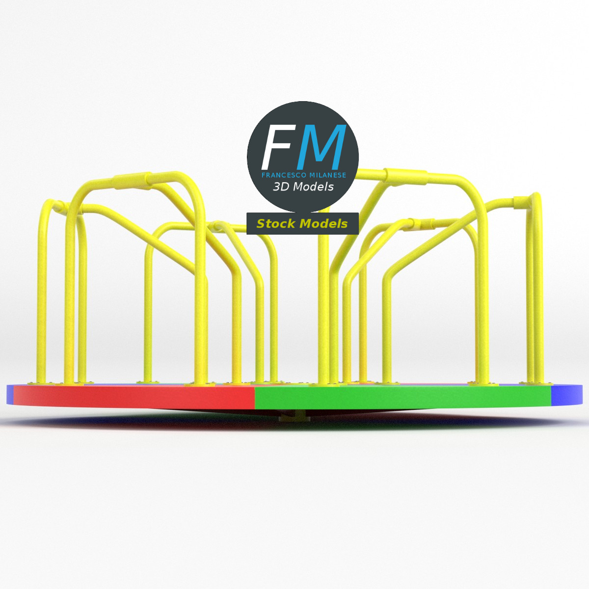 3D-Modell - Spielplatzkarussell mit Handläufen - 03