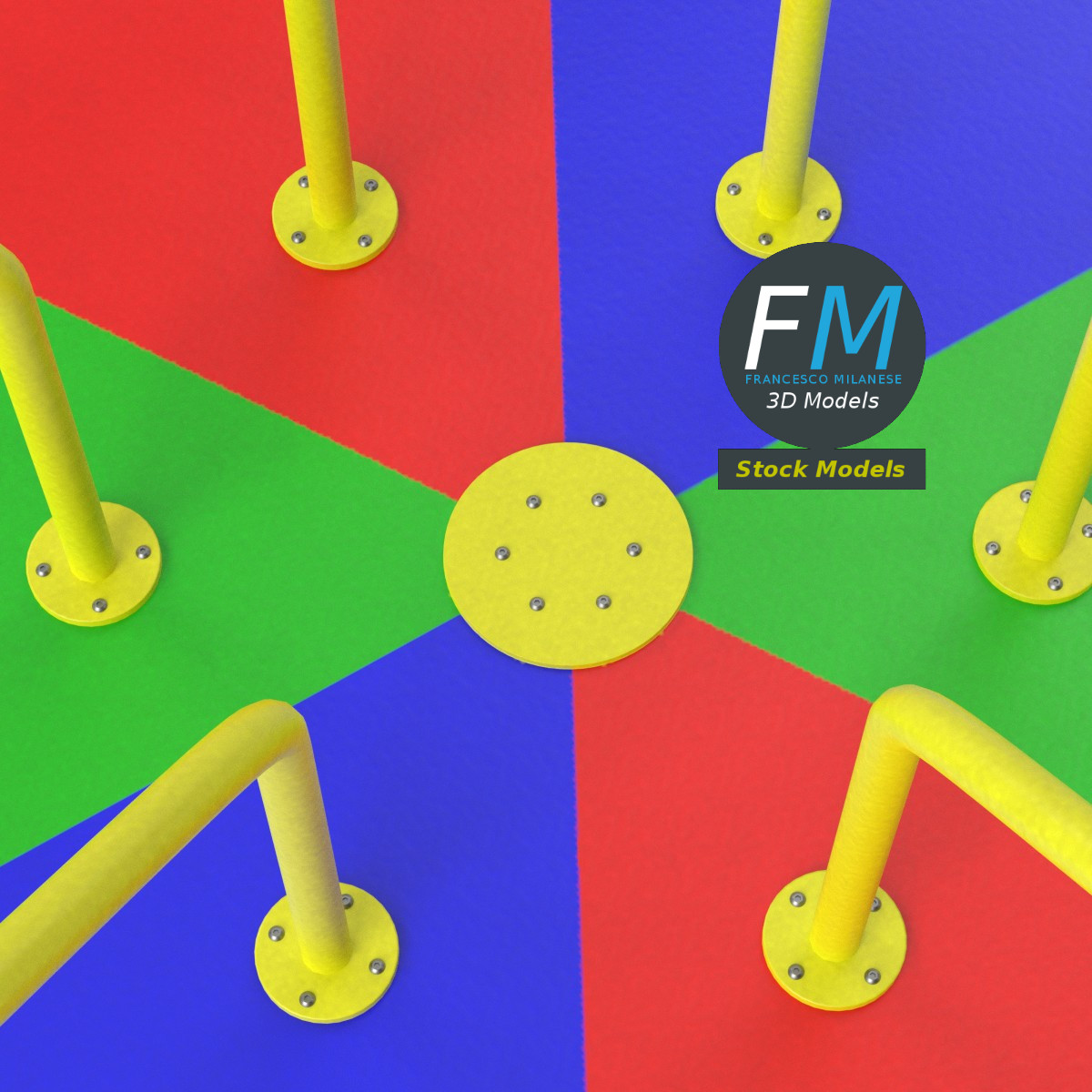 3D-Modell - Spielplatzkarussell mit Handläufen - 05