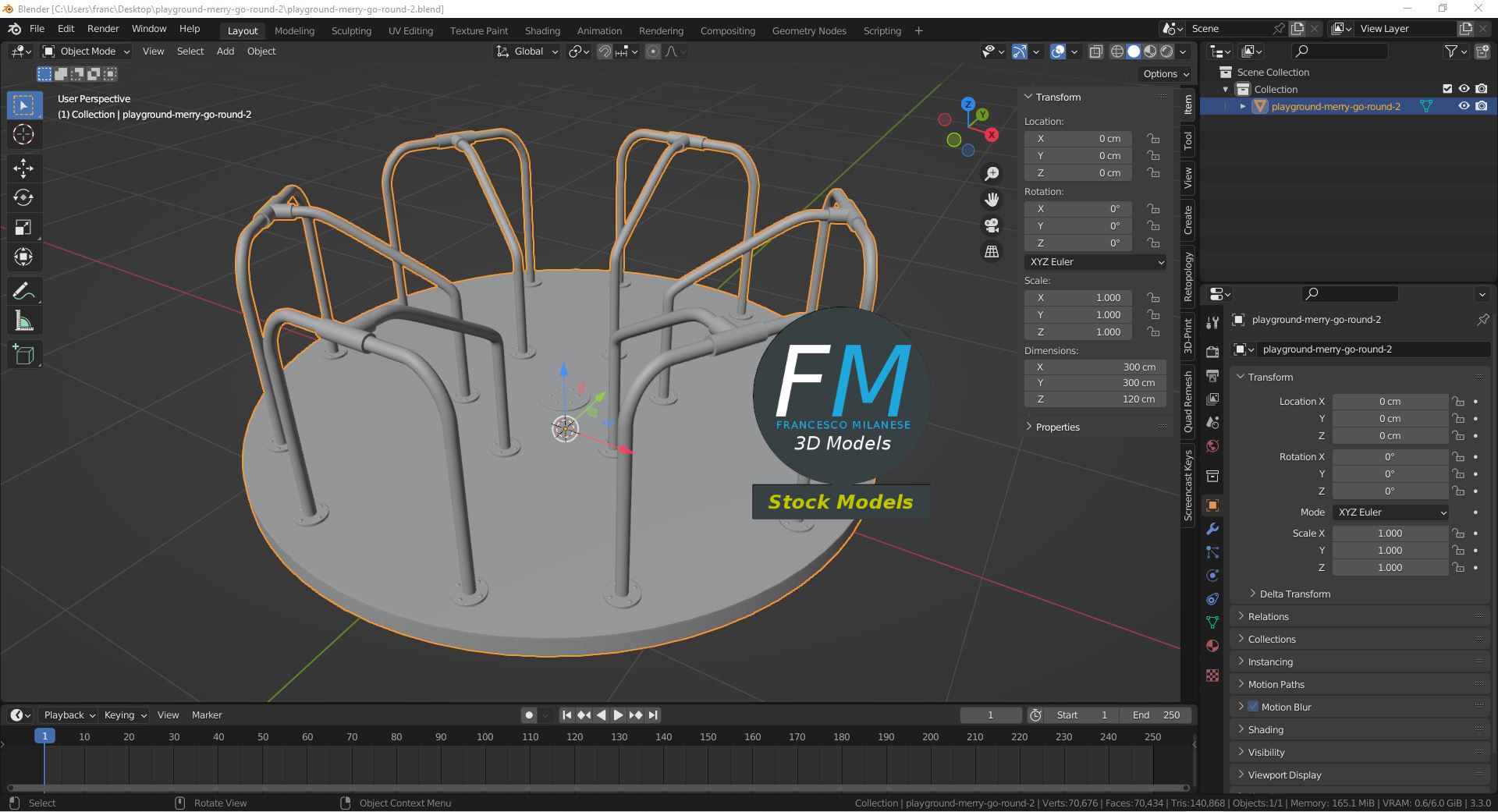 3D-Modell - Spielplatzkarussell mit Handläufen - 09