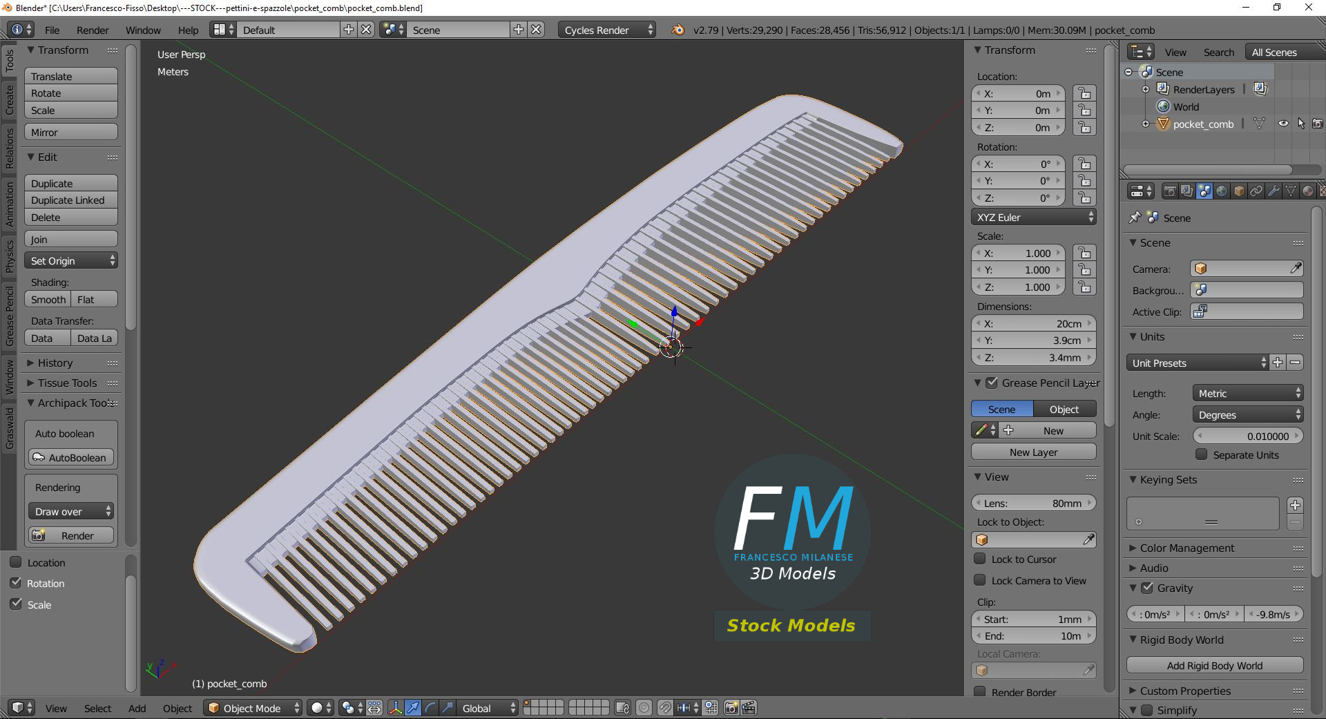 3D-Modell - Taschenkamm - 09