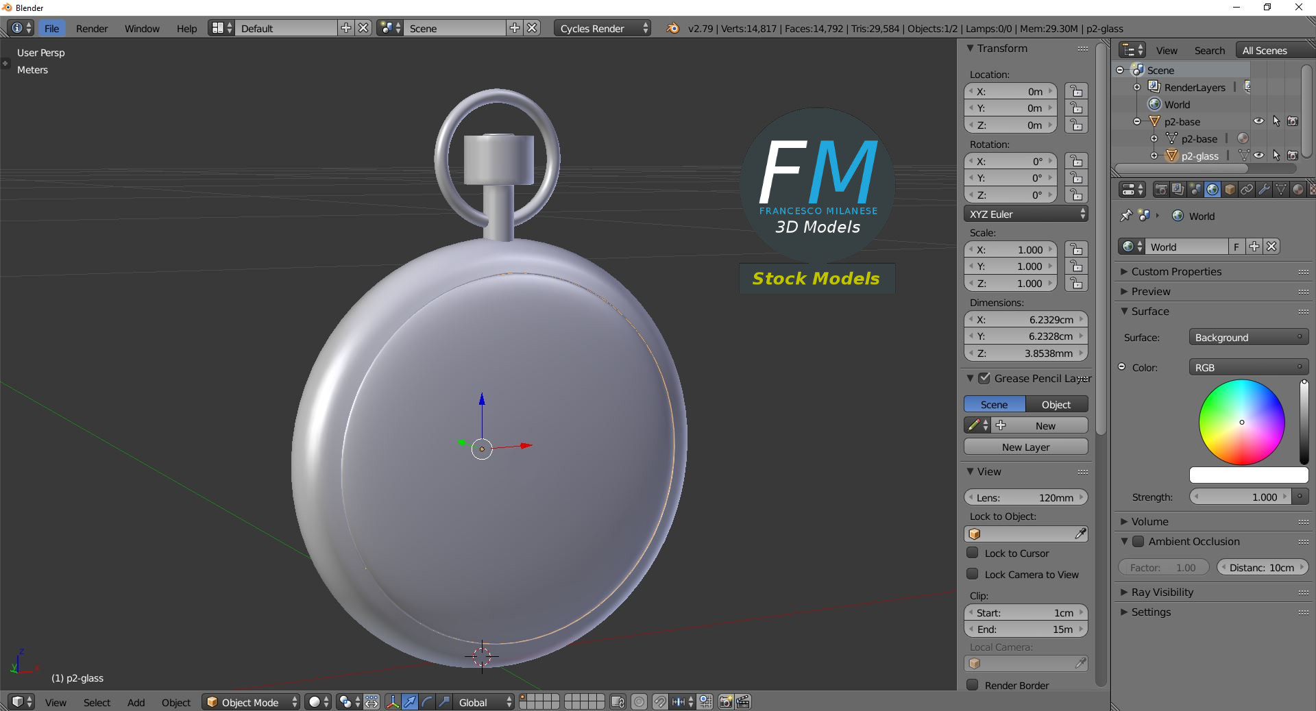 3D-Modell - Taschenuhr - 09