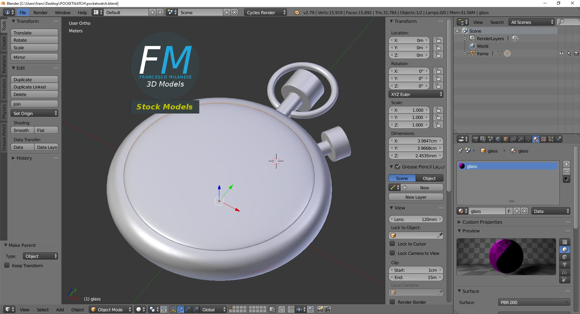 3D-Modell - Taschenuhr - 09