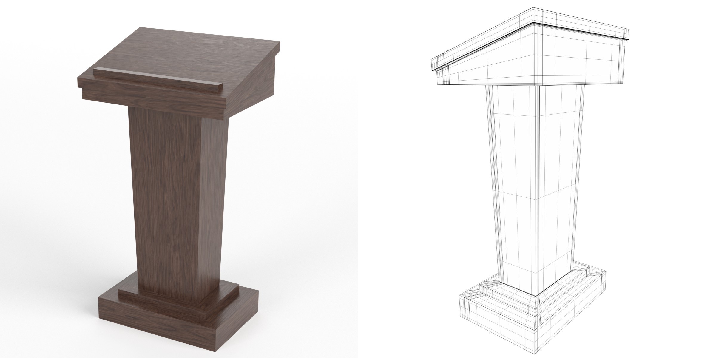 3D-Modell - Rednerpult aus Holz