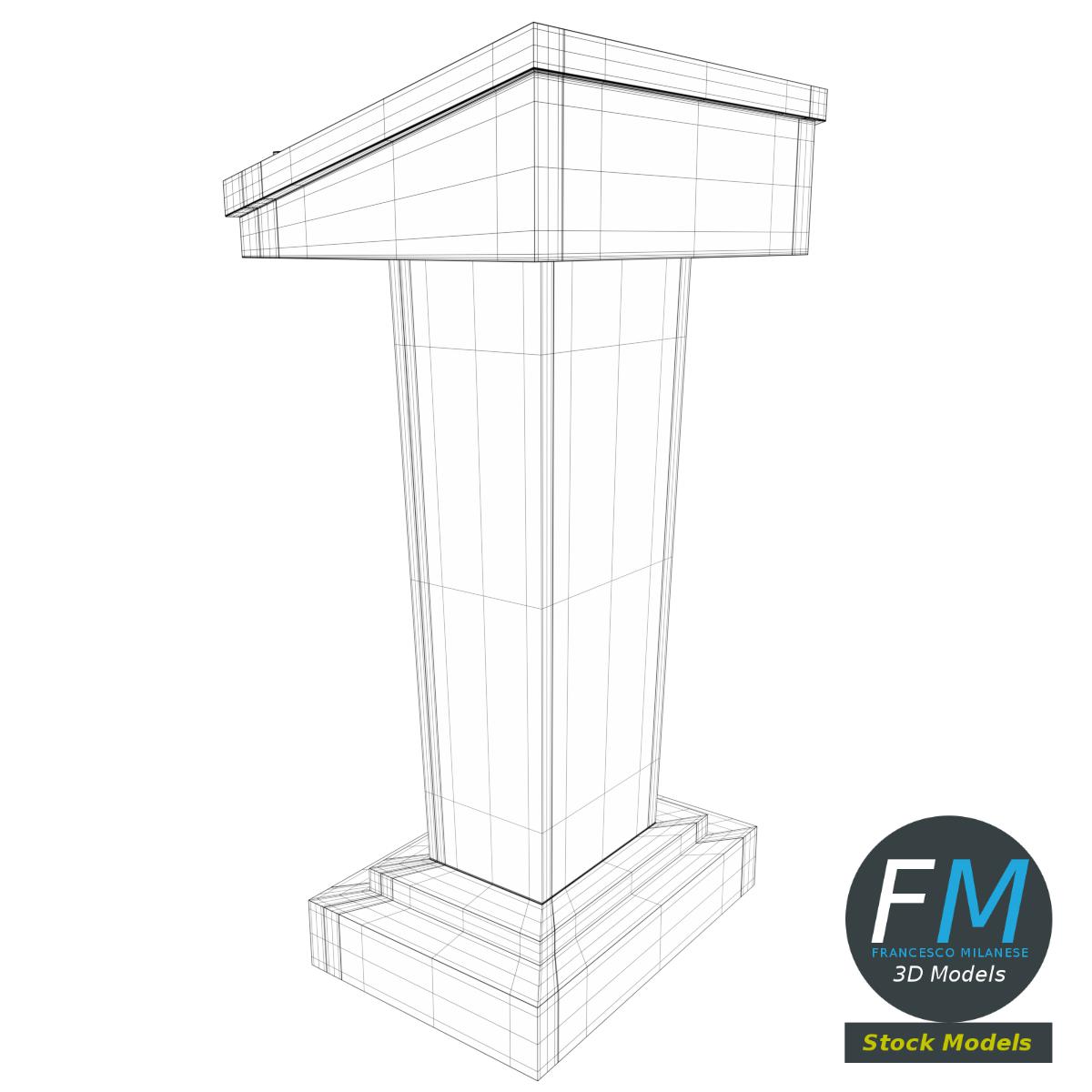 3D-Modell - Rednerpult aus Holz - 07