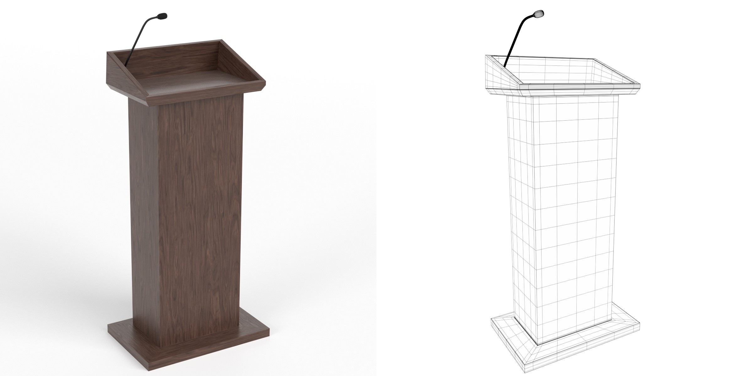 3D-Modell - Holzrednerpult mit Mikrofon
