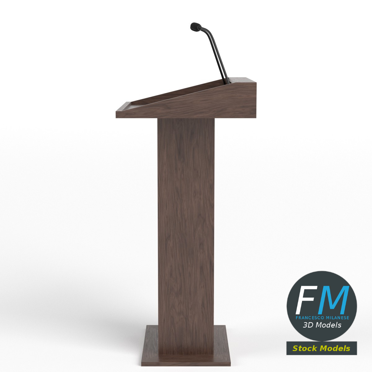 3D-Modell - Holzrednerpult mit Zwei Mikrofonen - 04