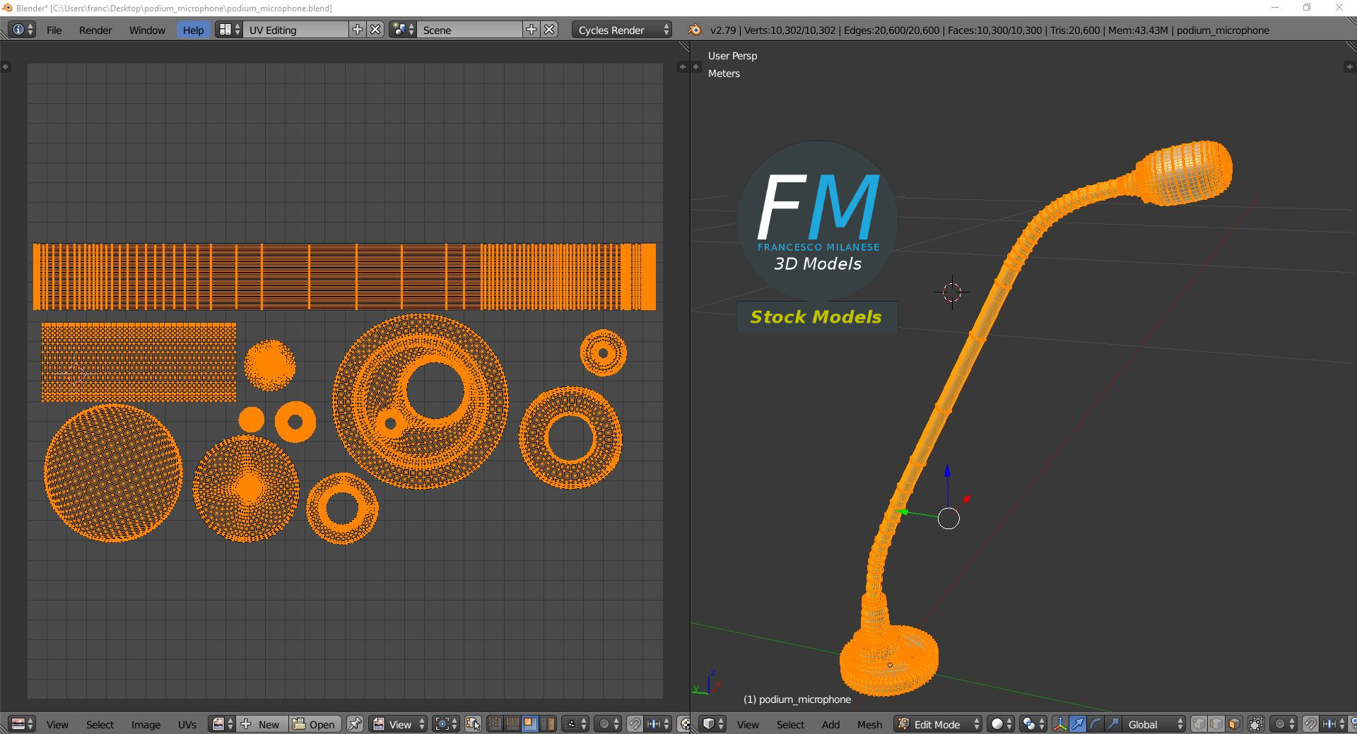 3D-Modell - Rednerpult-Mikrofon - 10