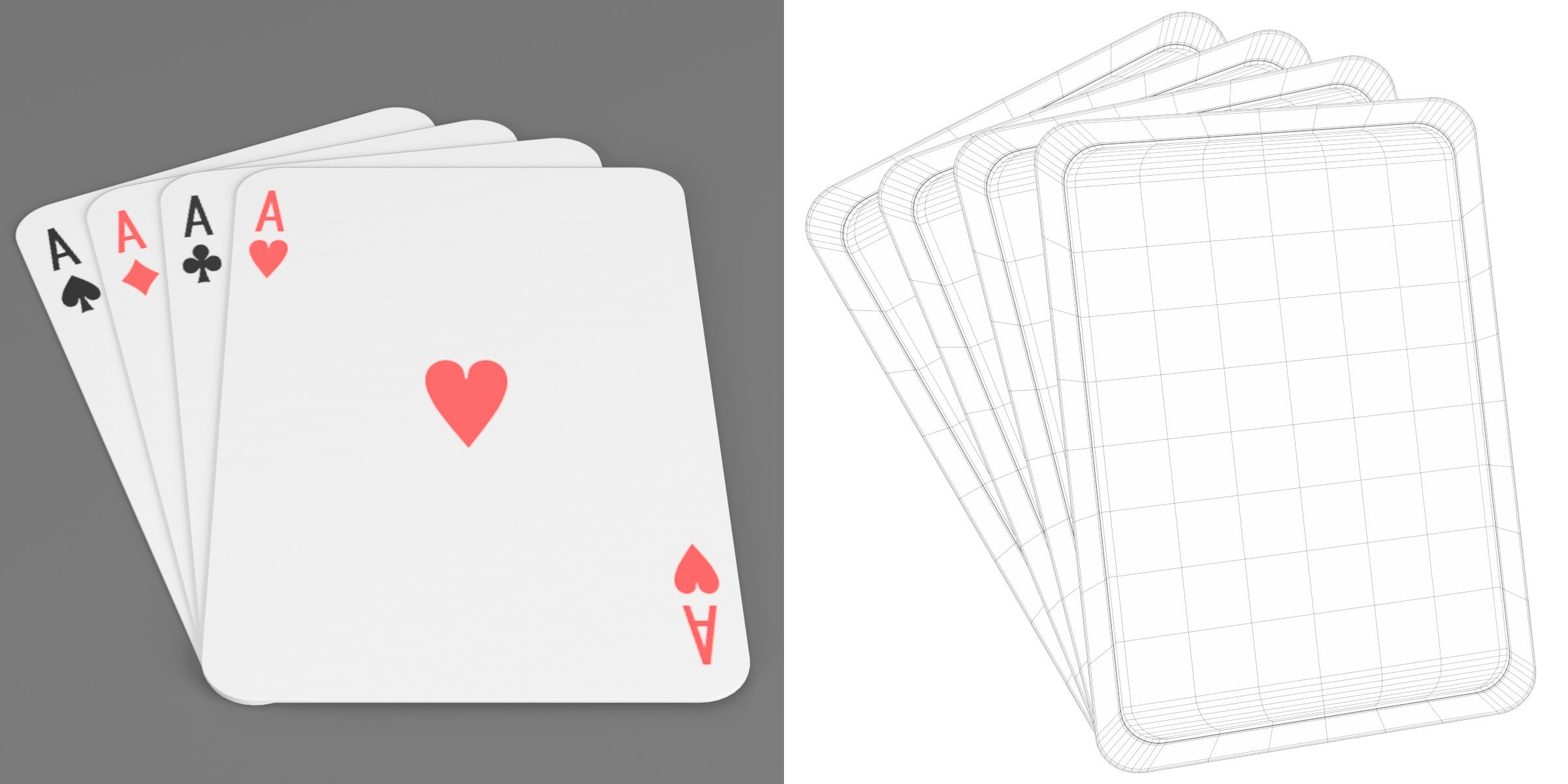 3D-Modell - Poker-Spielkarten Asse