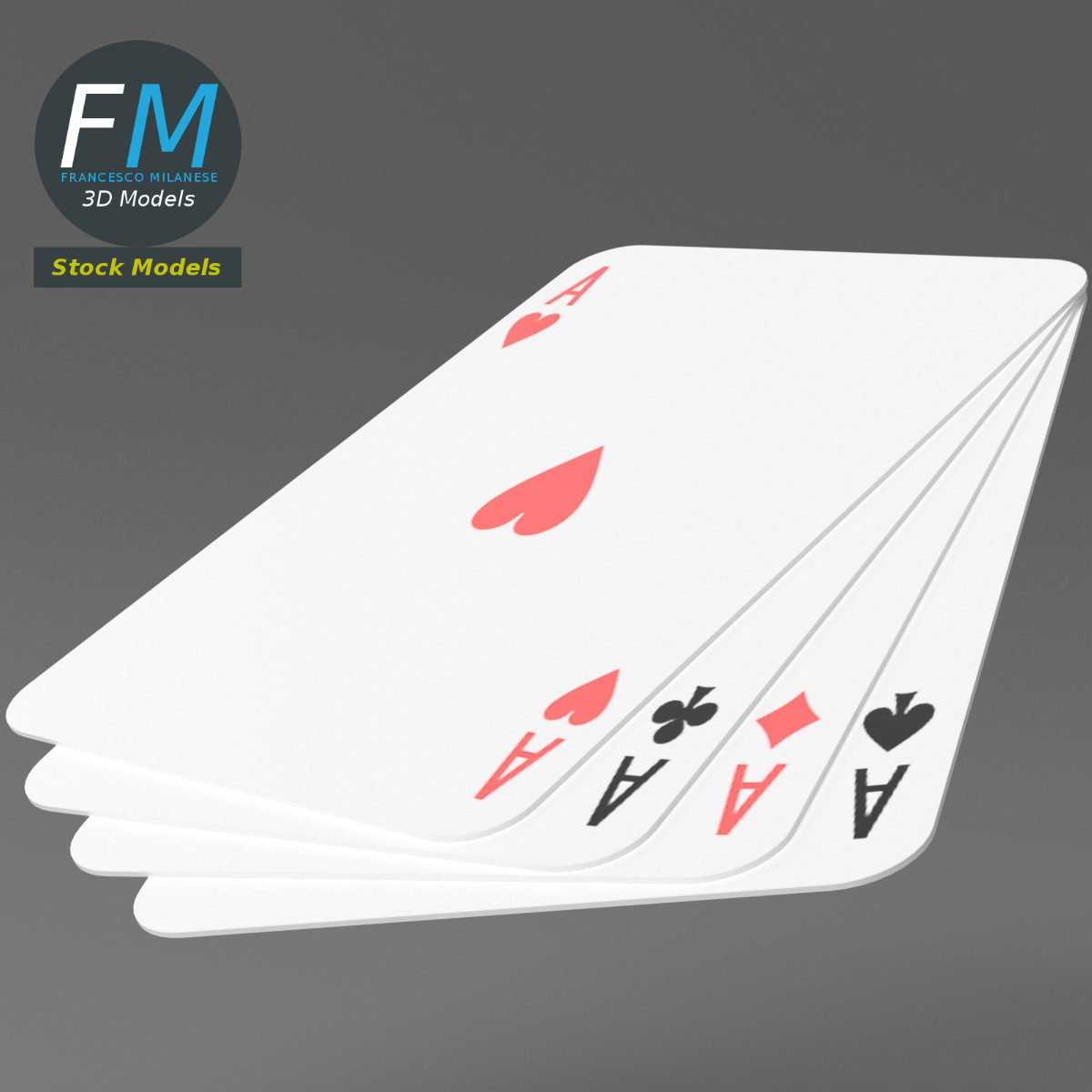 3D-Modell - Poker-Spielkarten Asse - 05