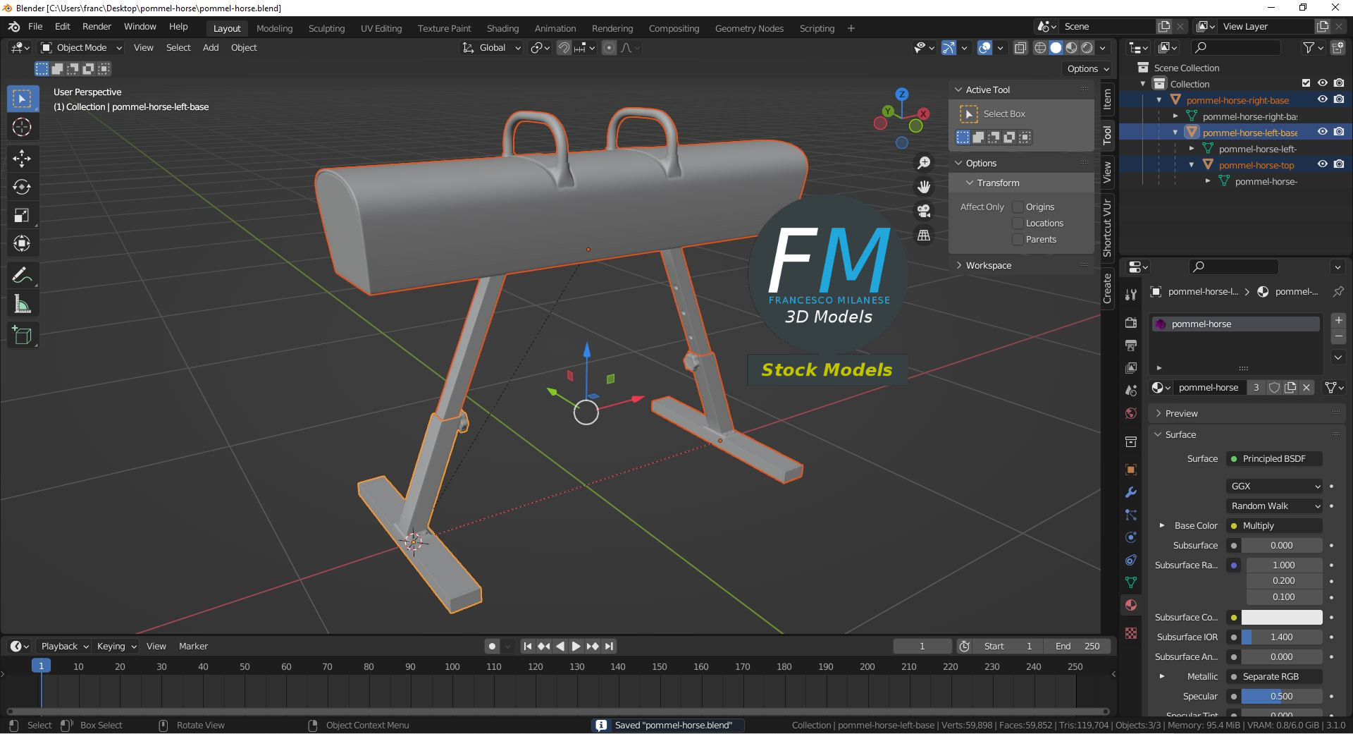 3D-Modell - Pauschenpferd - 09