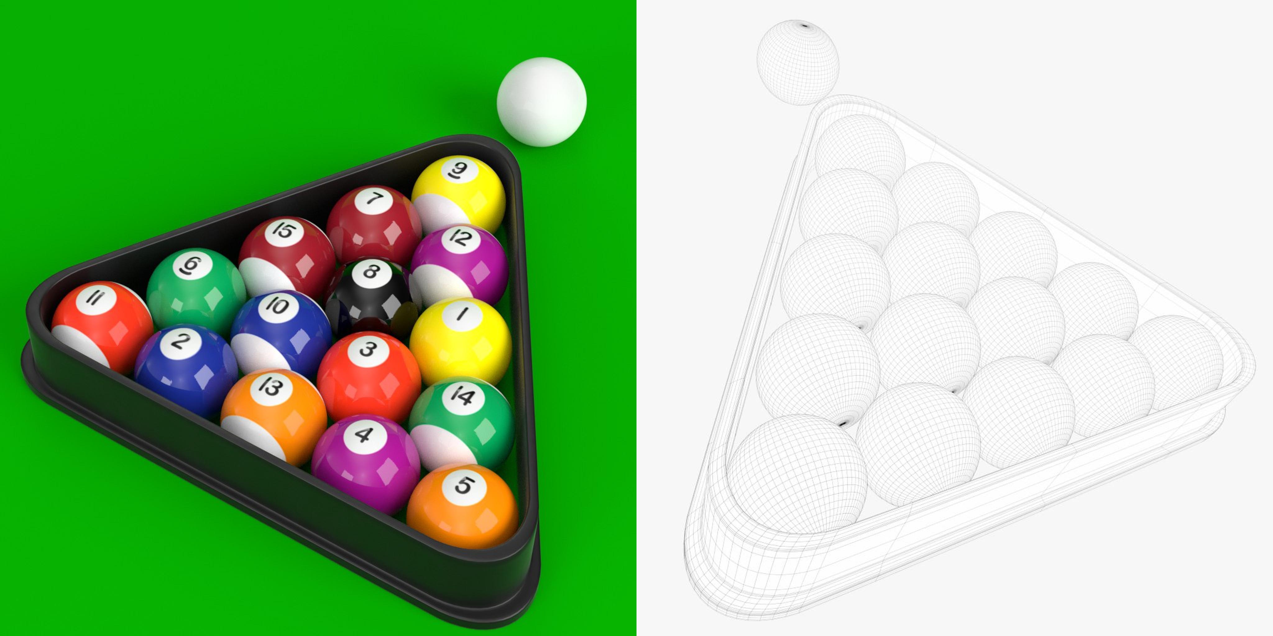 3D-Modell - Poolbillardkugeln Set
