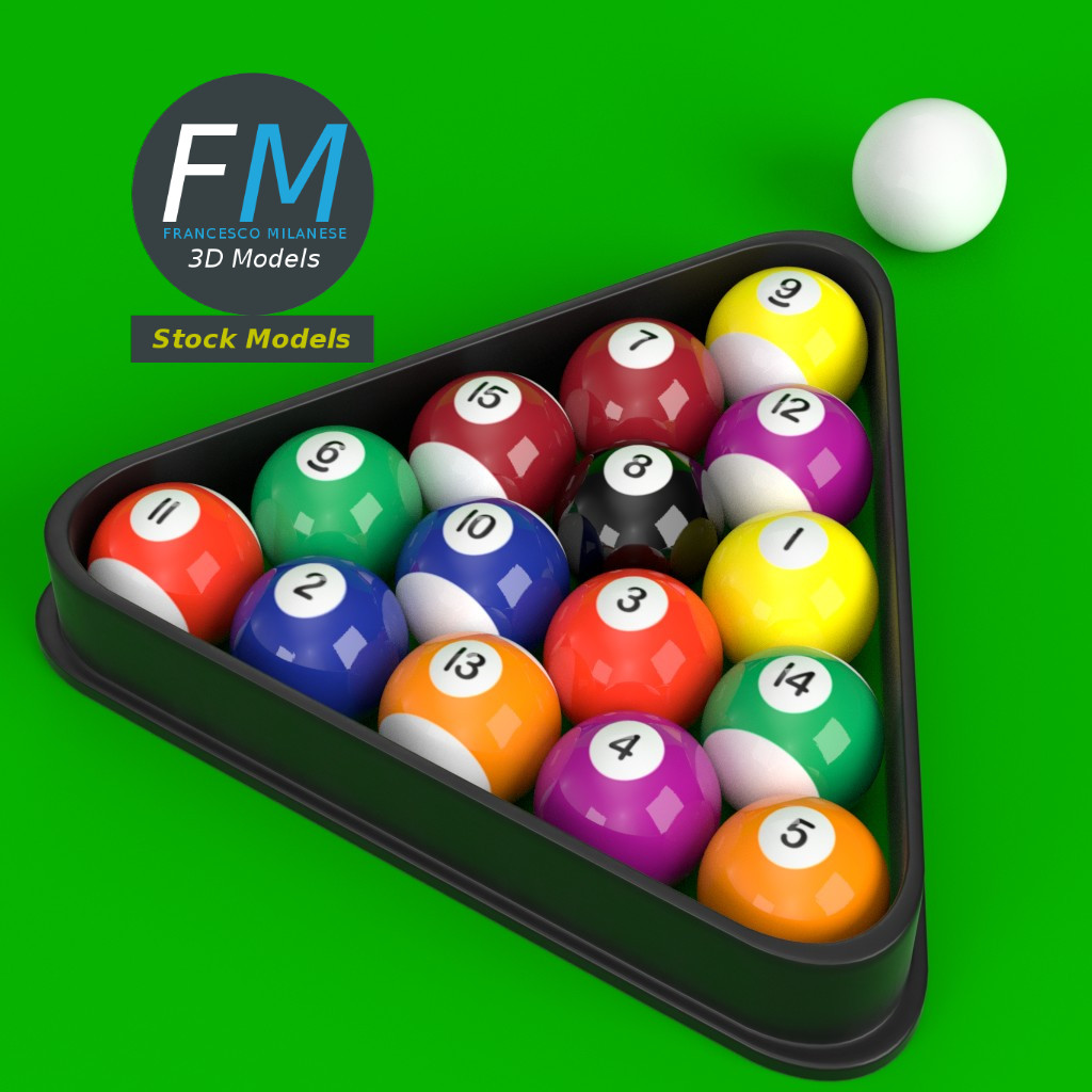 3D-Modell - Poolbillardkugeln Set - 01