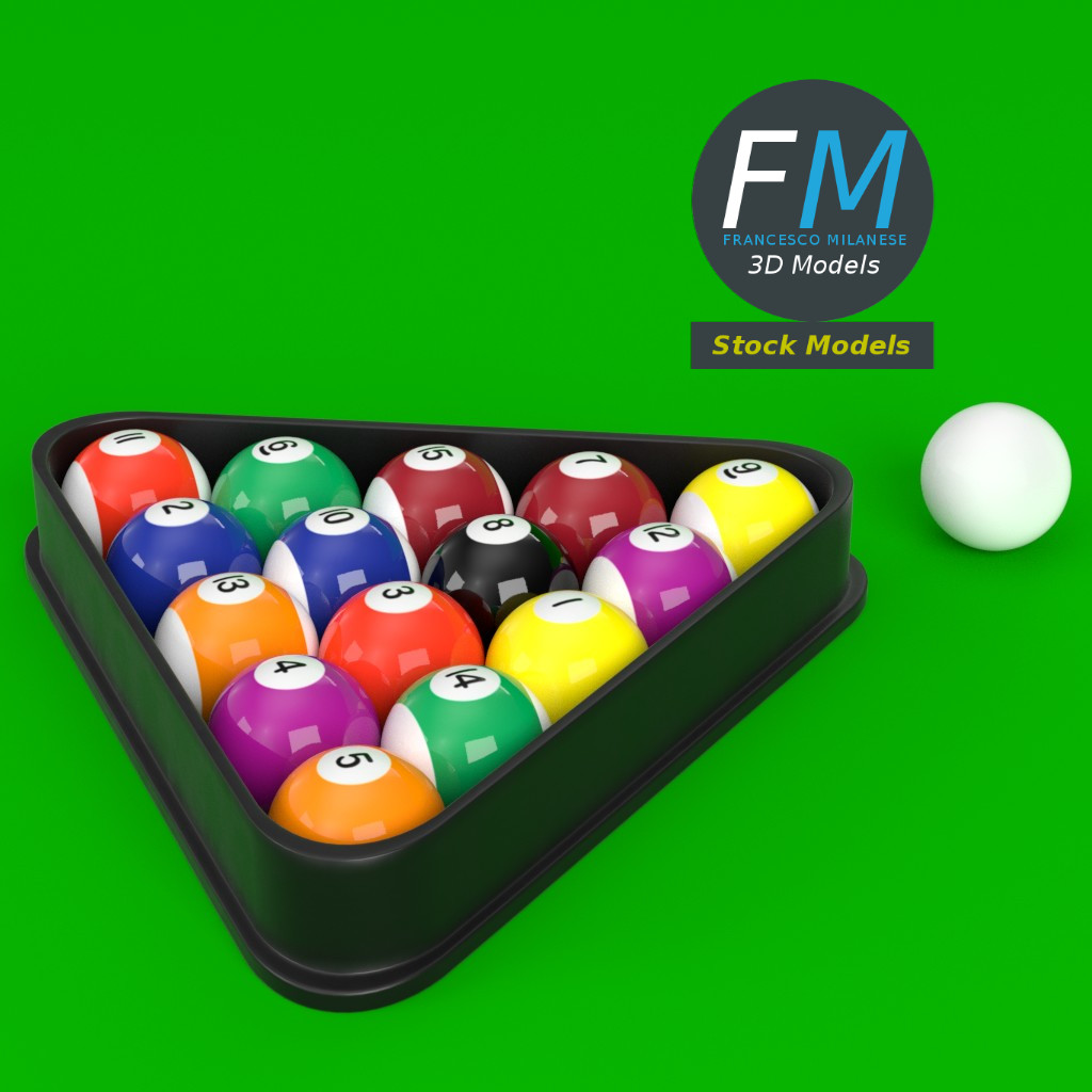 3D-Modell - Poolbillardkugeln Set - 02