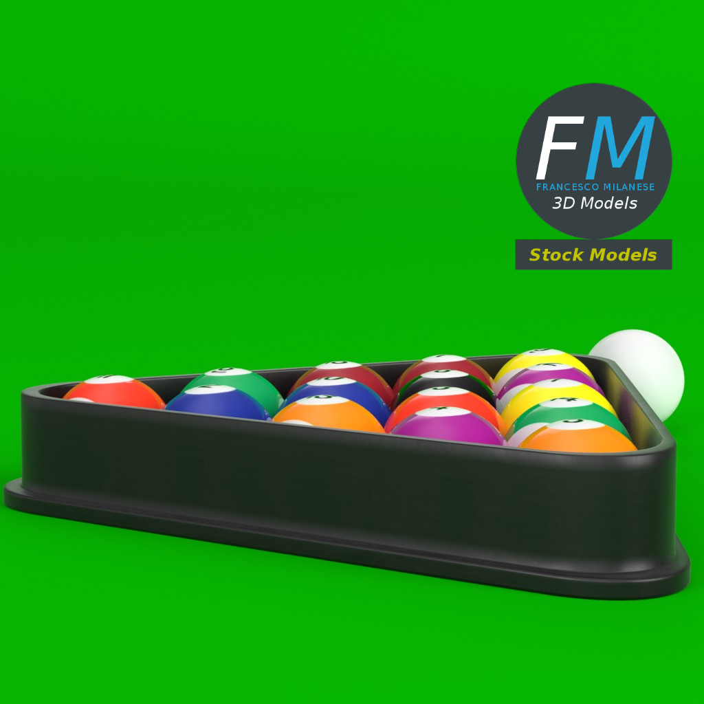 3D-Modell - Poolbillardkugeln Set - 03