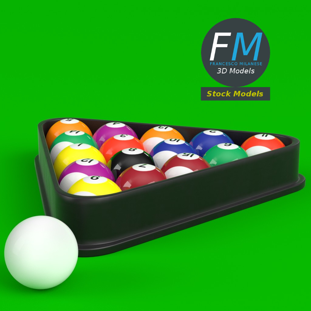 3D-Modell - Poolbillardkugeln Set - 04
