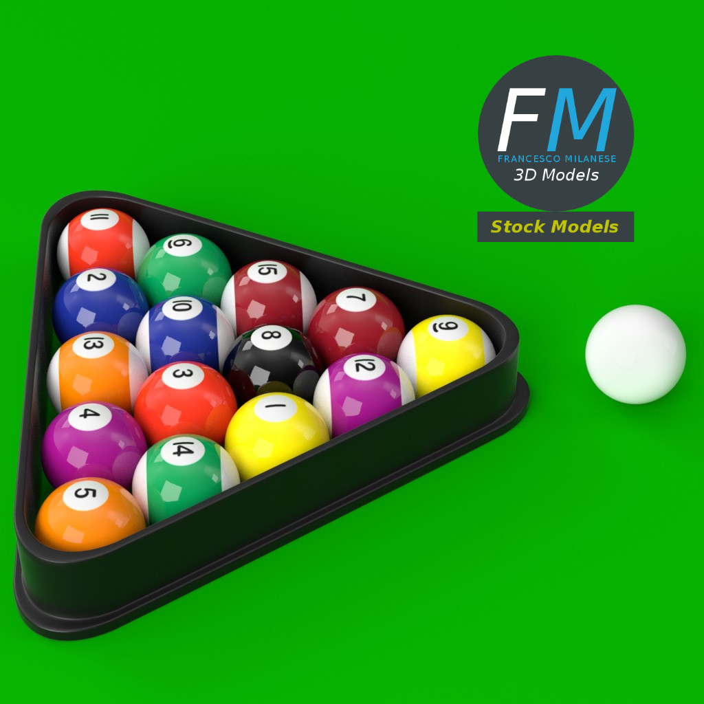3D-Modell - Poolbillardkugeln Set - 05