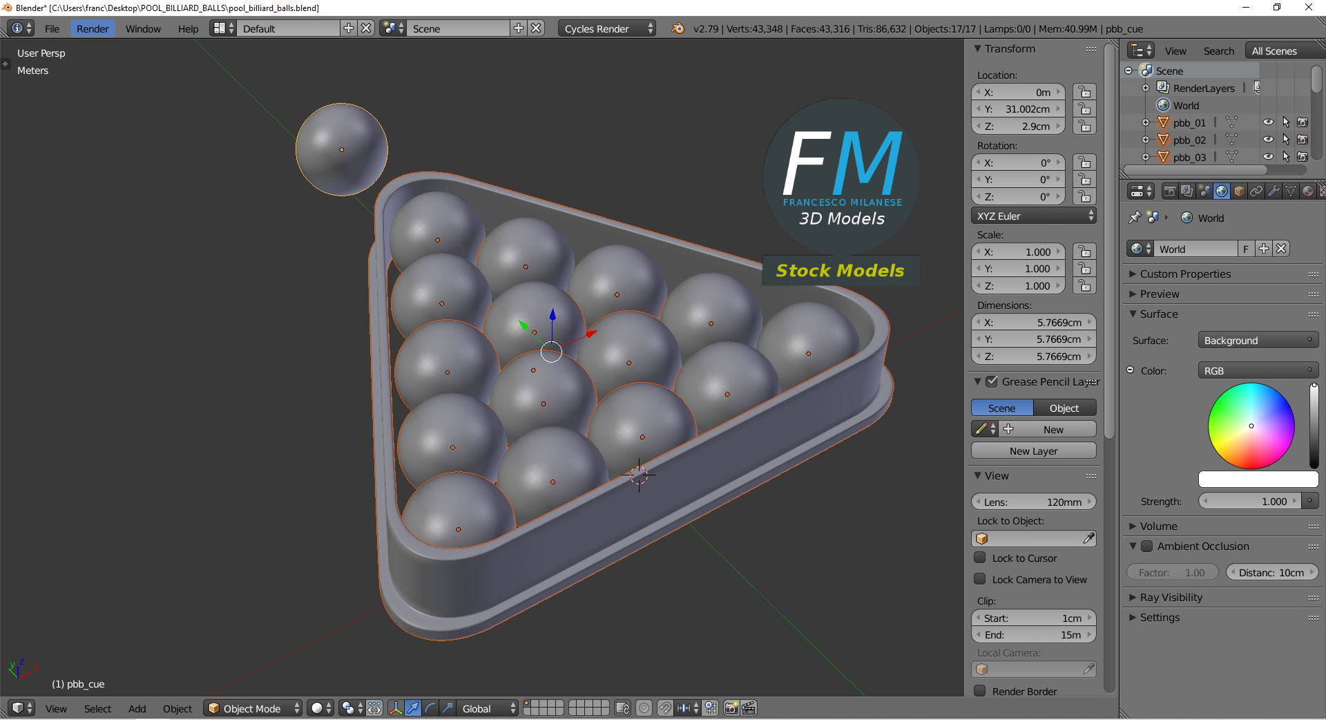 3D-Modell - Poolbillardkugeln Set - 09