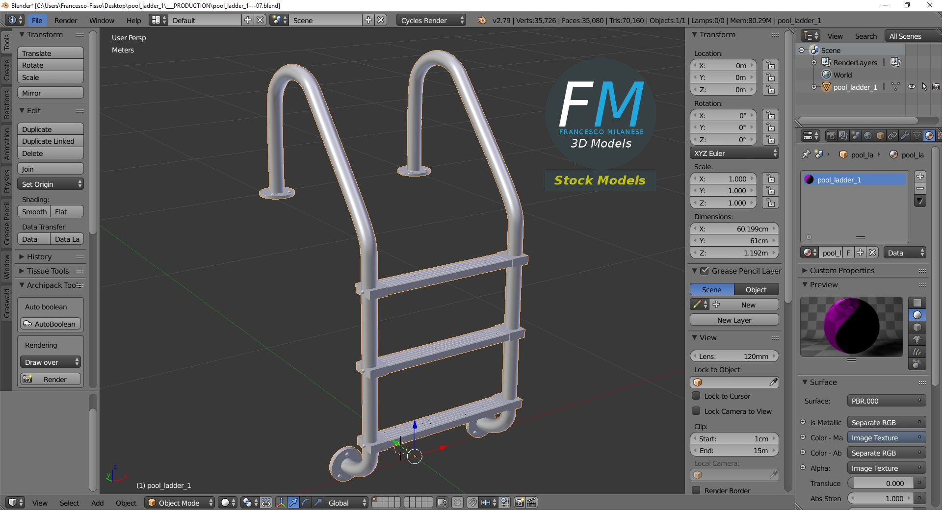 3D-Modell - Schwimmbadleiter - 09