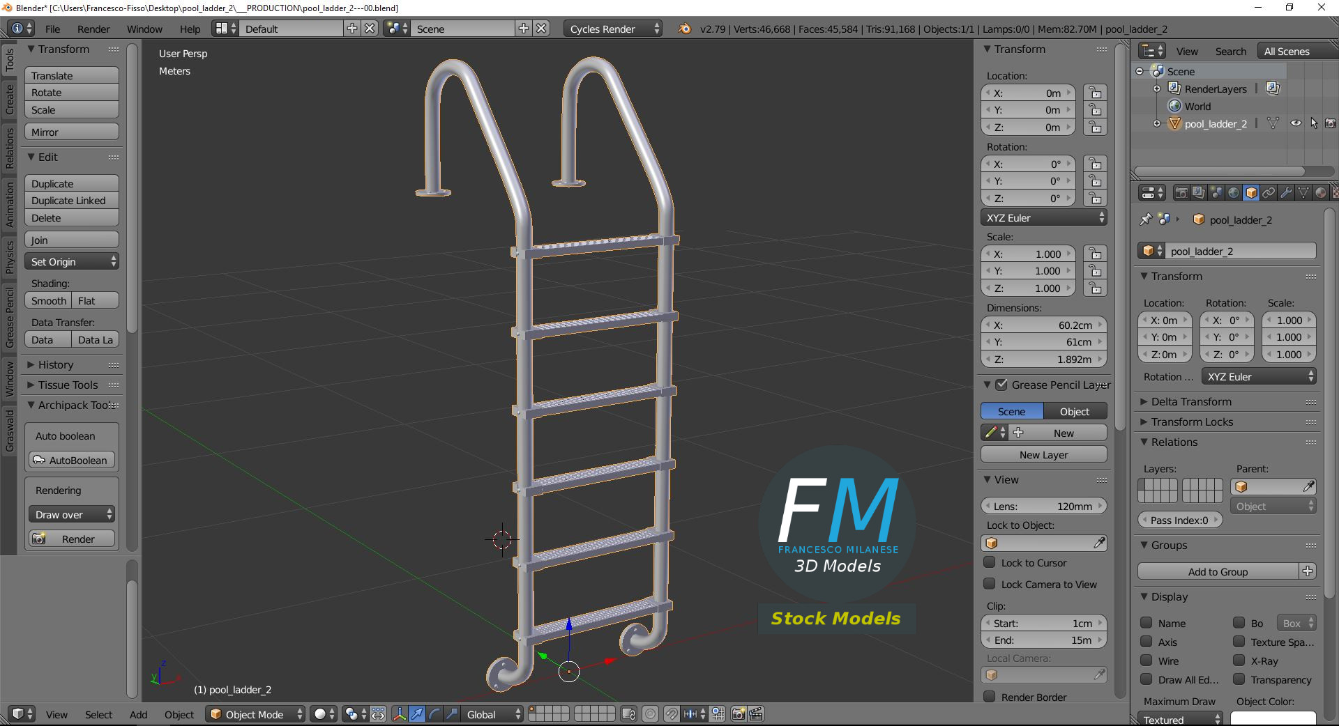 3D-Modell - Schwimmbadleiter - 09
