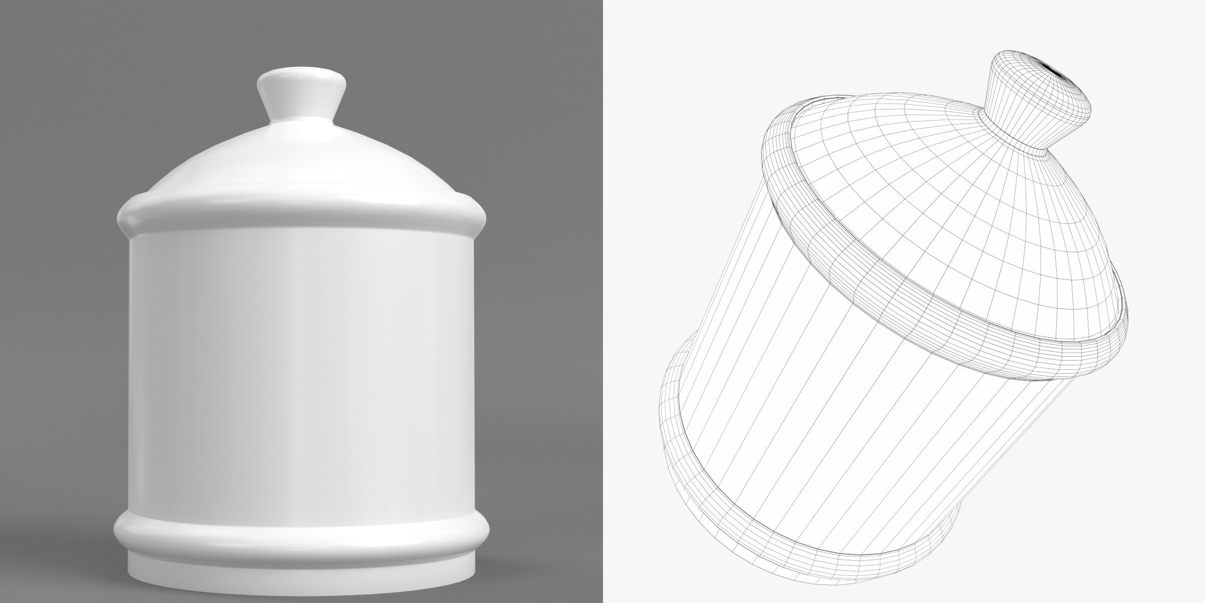 3D-Modell - Porzellandose mit Deckel