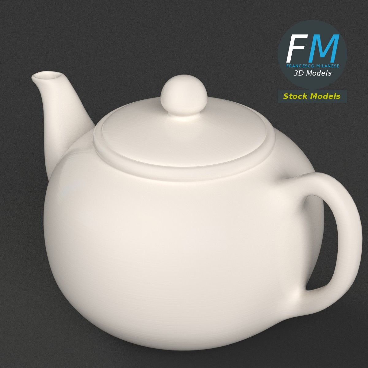 3D-Modell - Teekanne aus Porzellan - 02