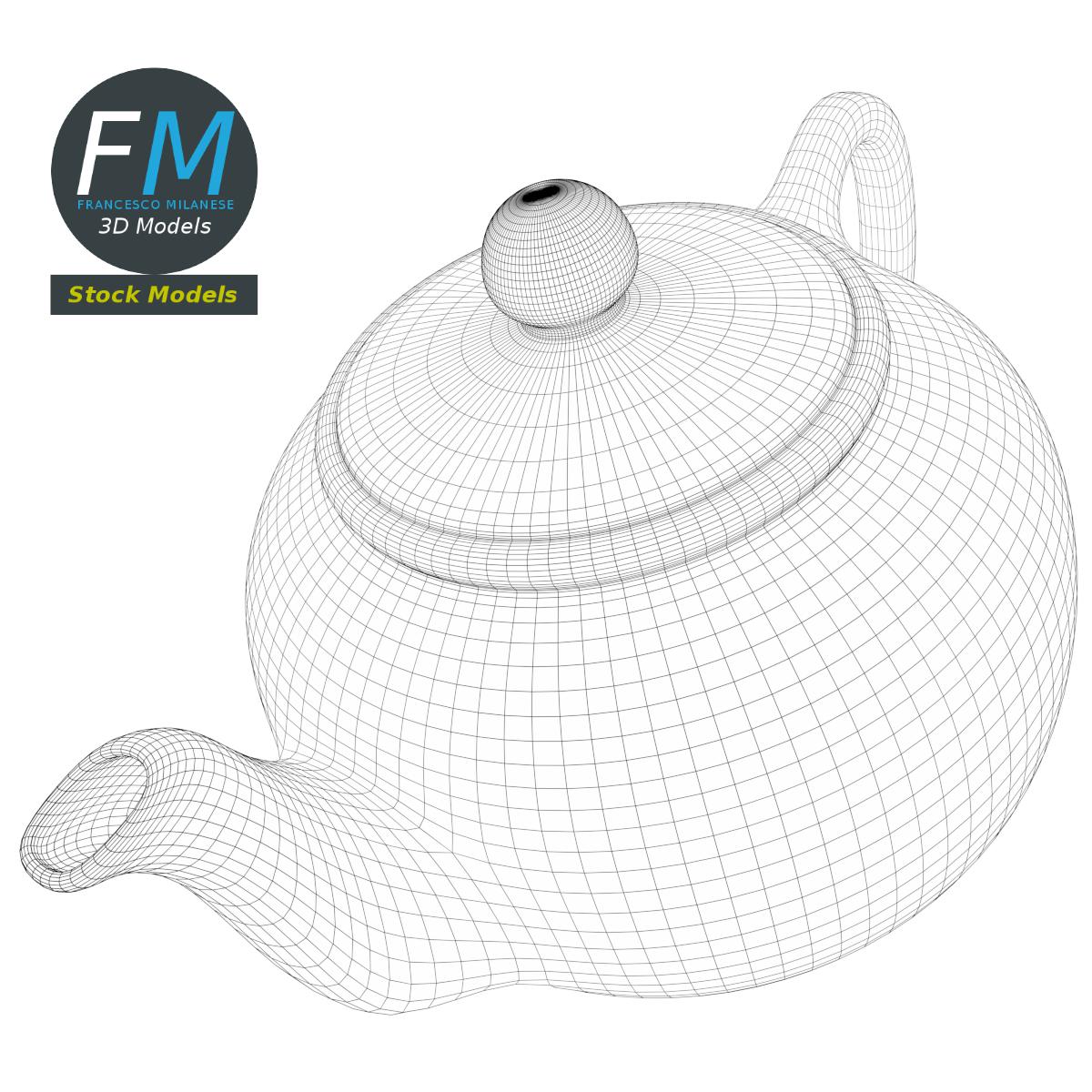 3D-Modell - Teekanne aus Porzellan - 07